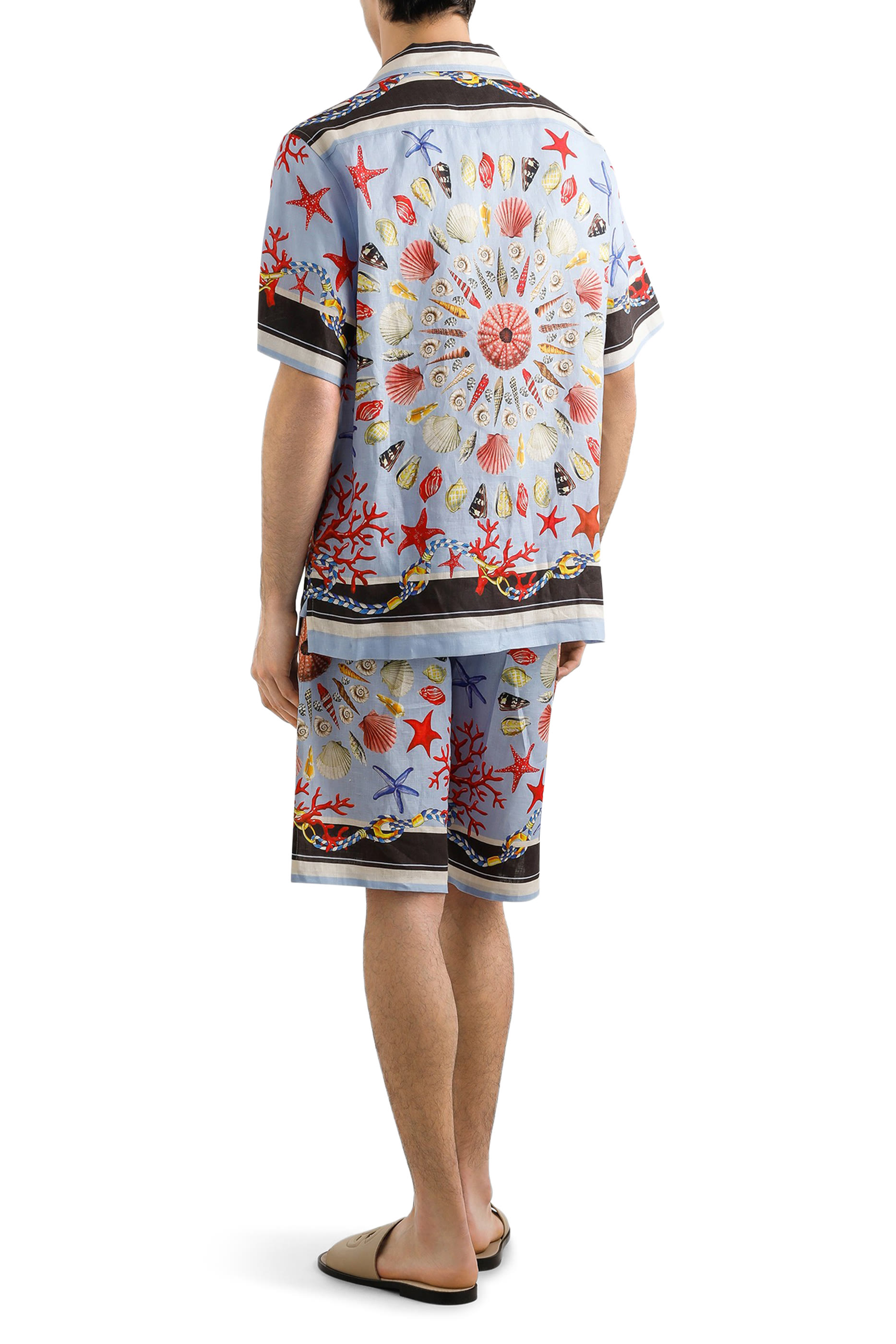 شورت بنقشة صدف قماش قنب كتان