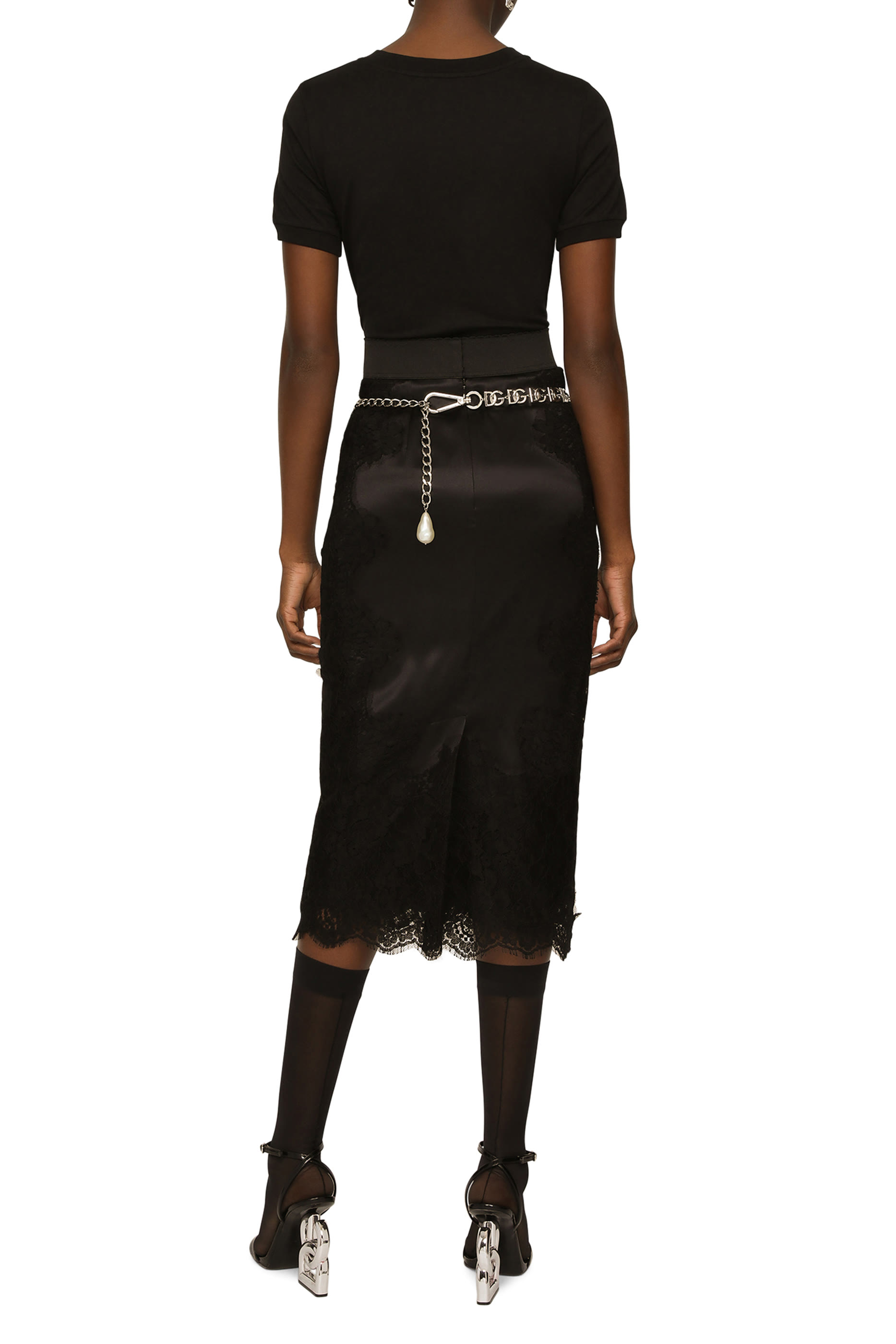 تيشيرت مرصع بكريستال بتصميم شعار الماركة قطن