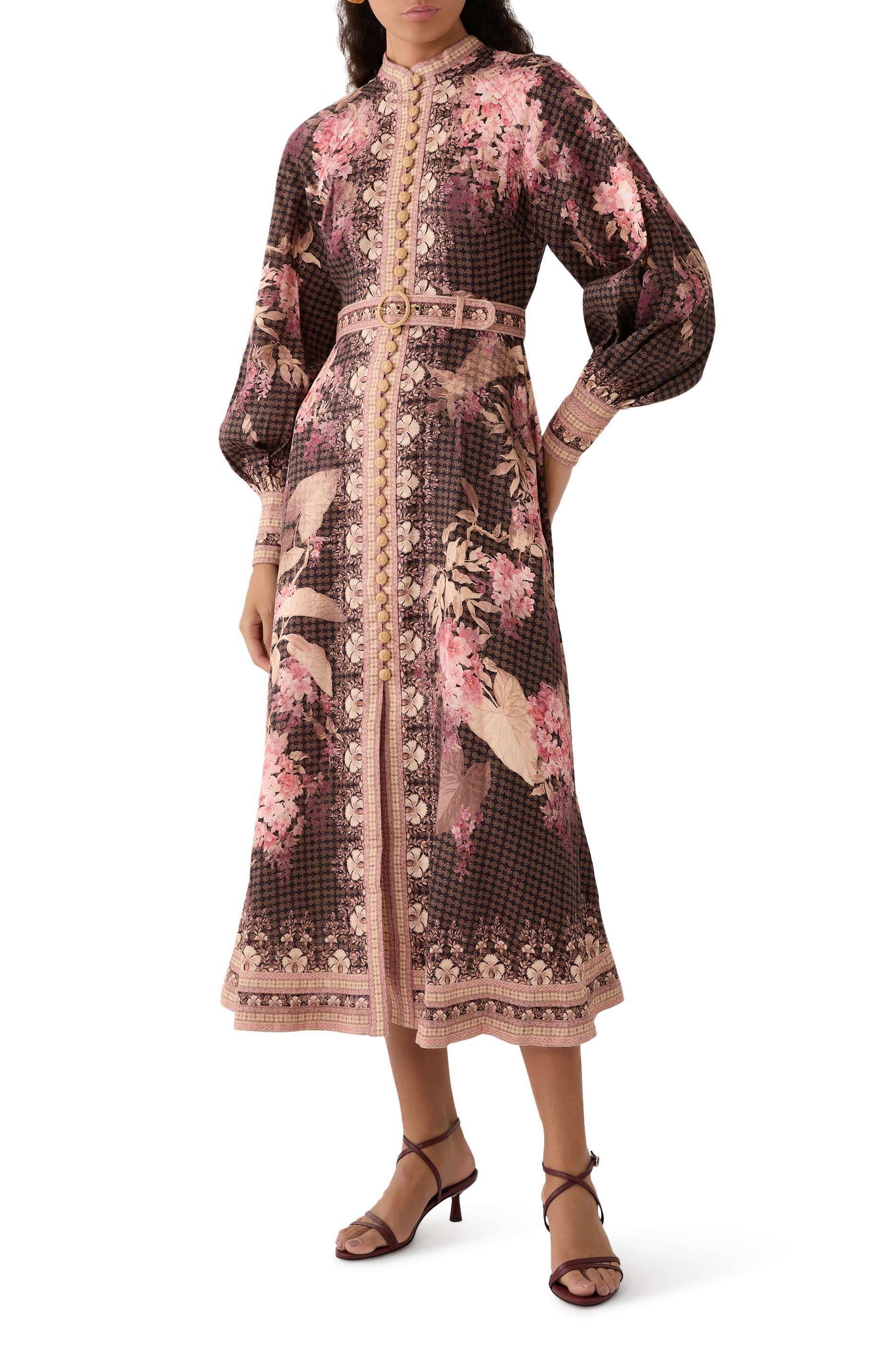 فستان إيلومينيت بأزرار متوسط الطول