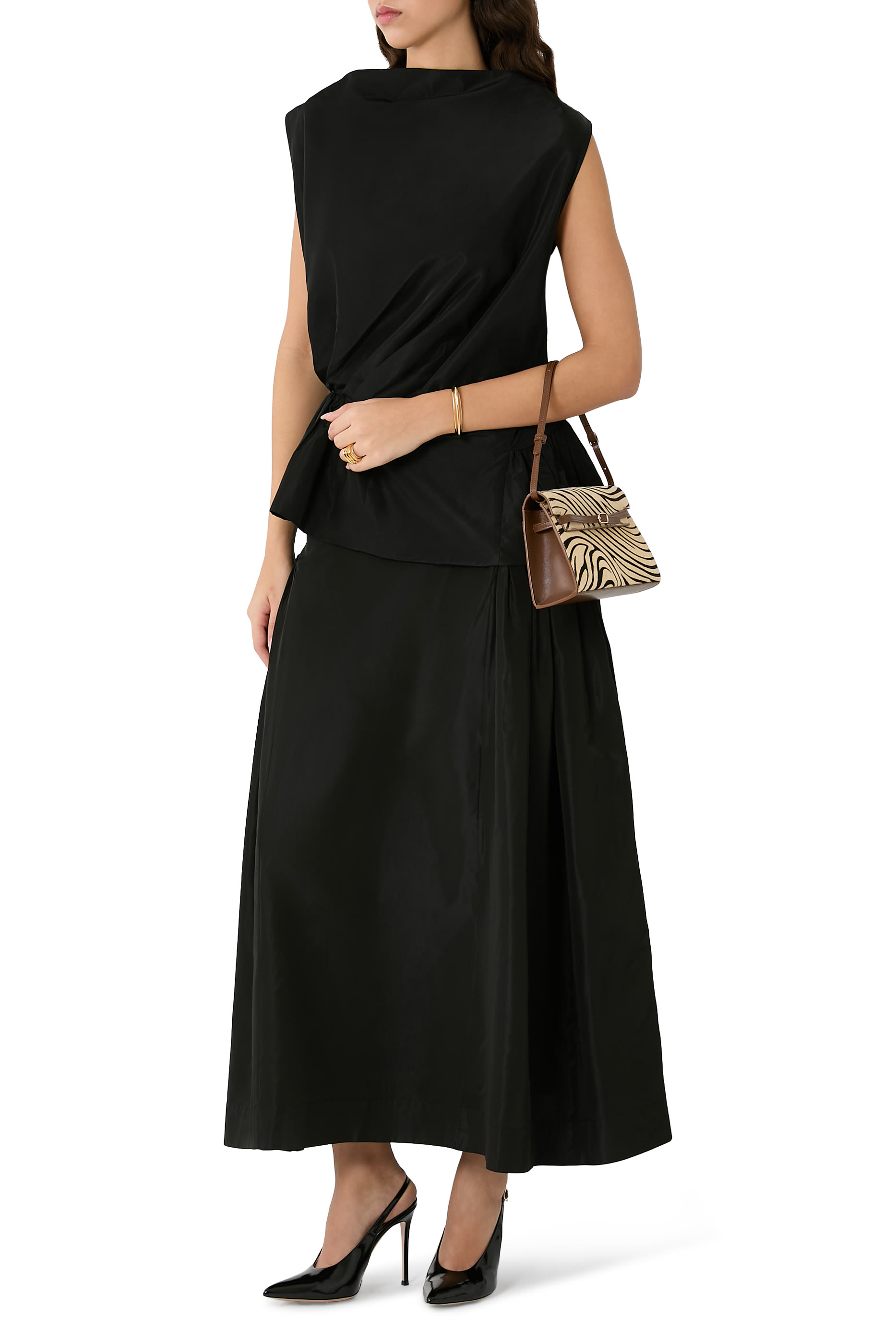 حقيبة كتف بنقشة زيبرا