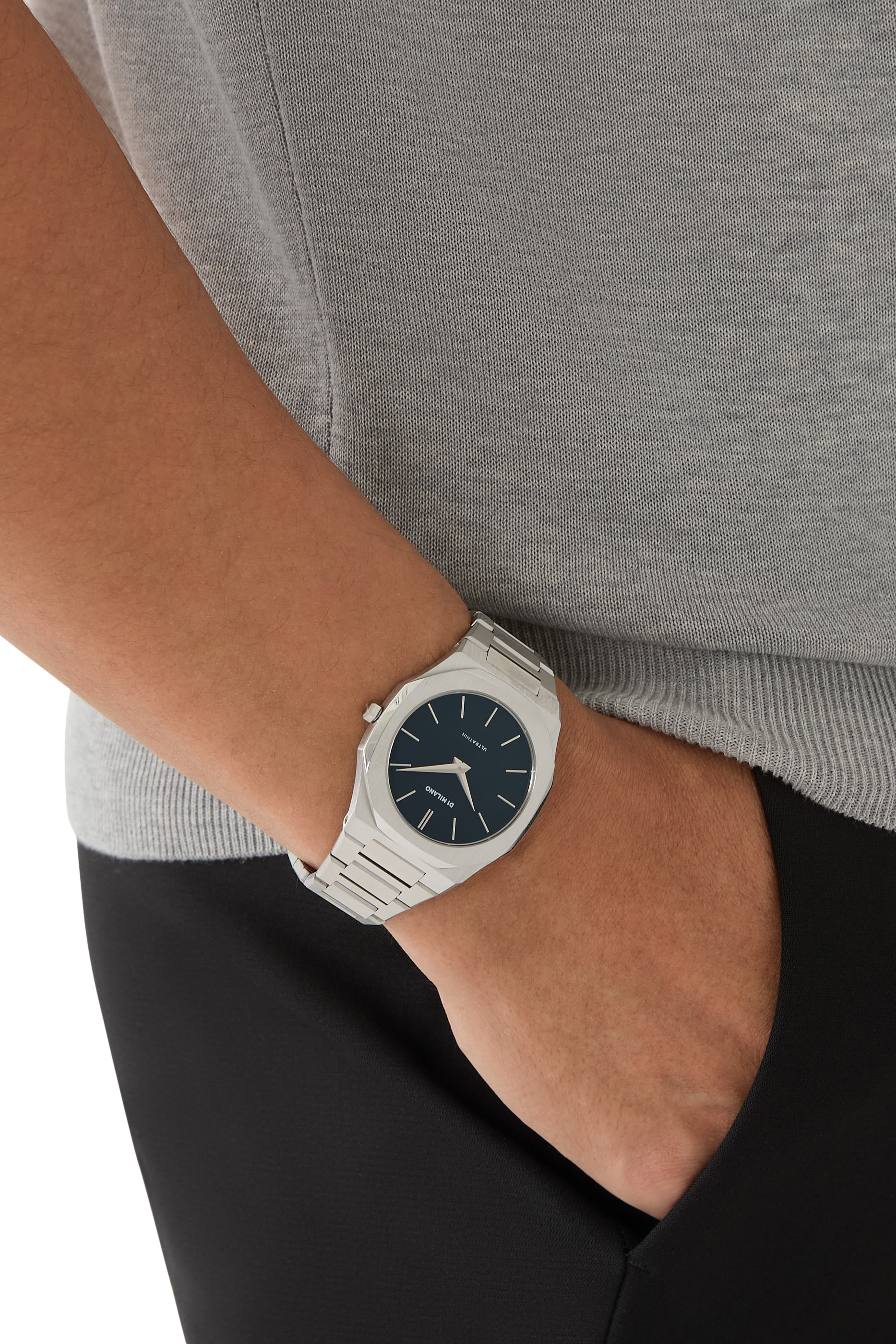 ساعة رفيعة جدا 40 مم ري- فضة