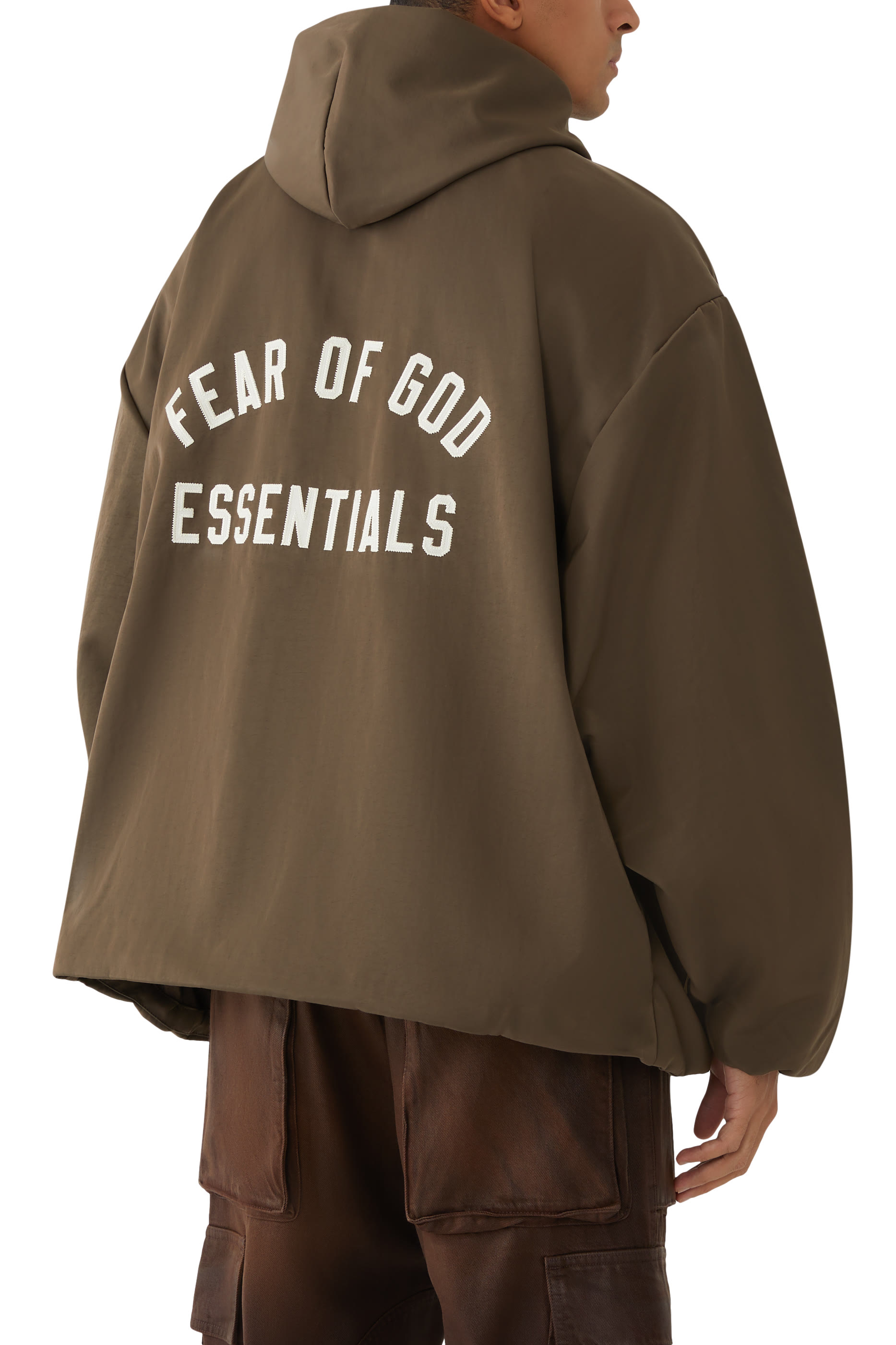 جاكيت كوتشز بغطاء للرأس نايلون بارز الملمس