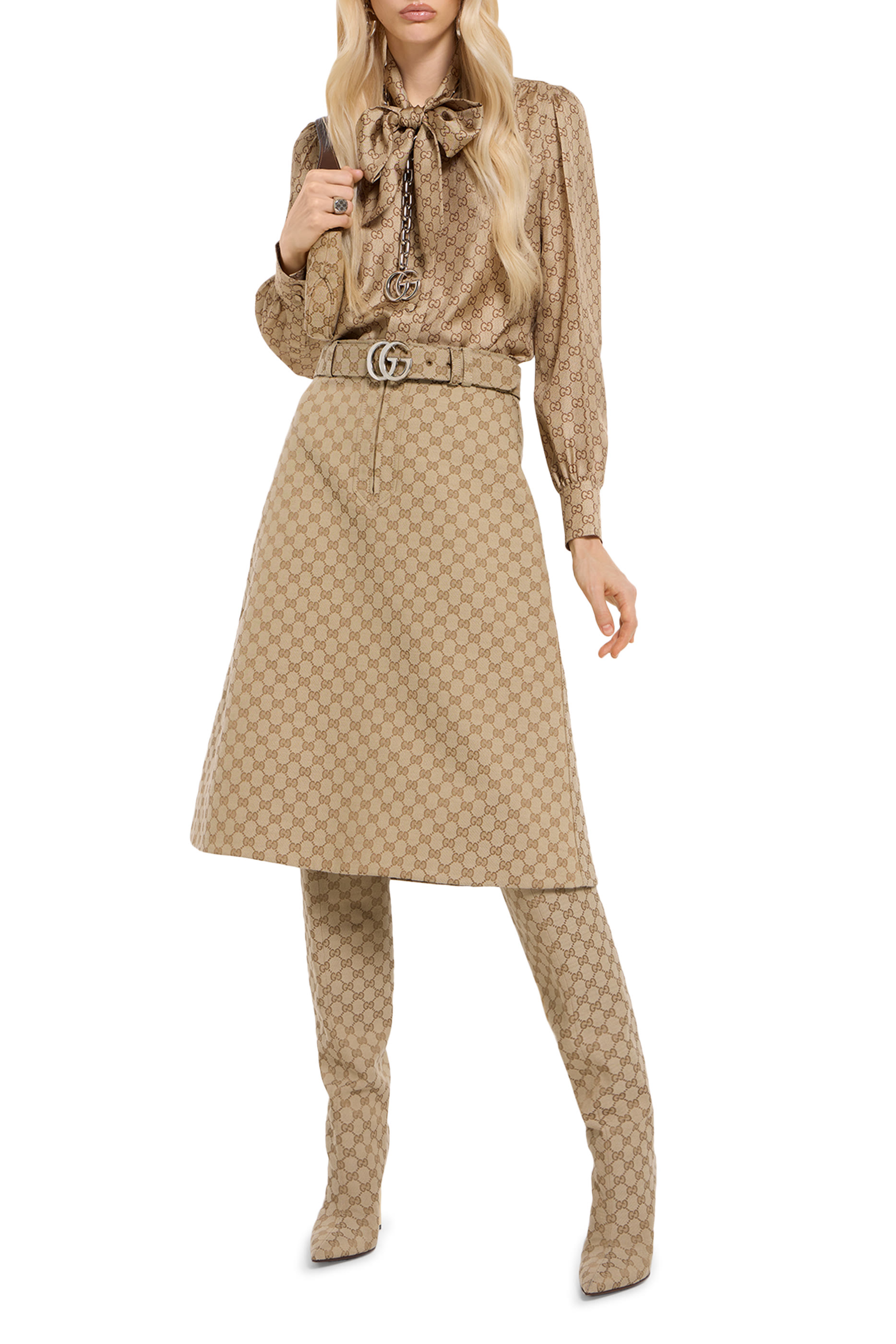 تنورة قماش قنب قطن بنقشة حرفي شعار الماركة