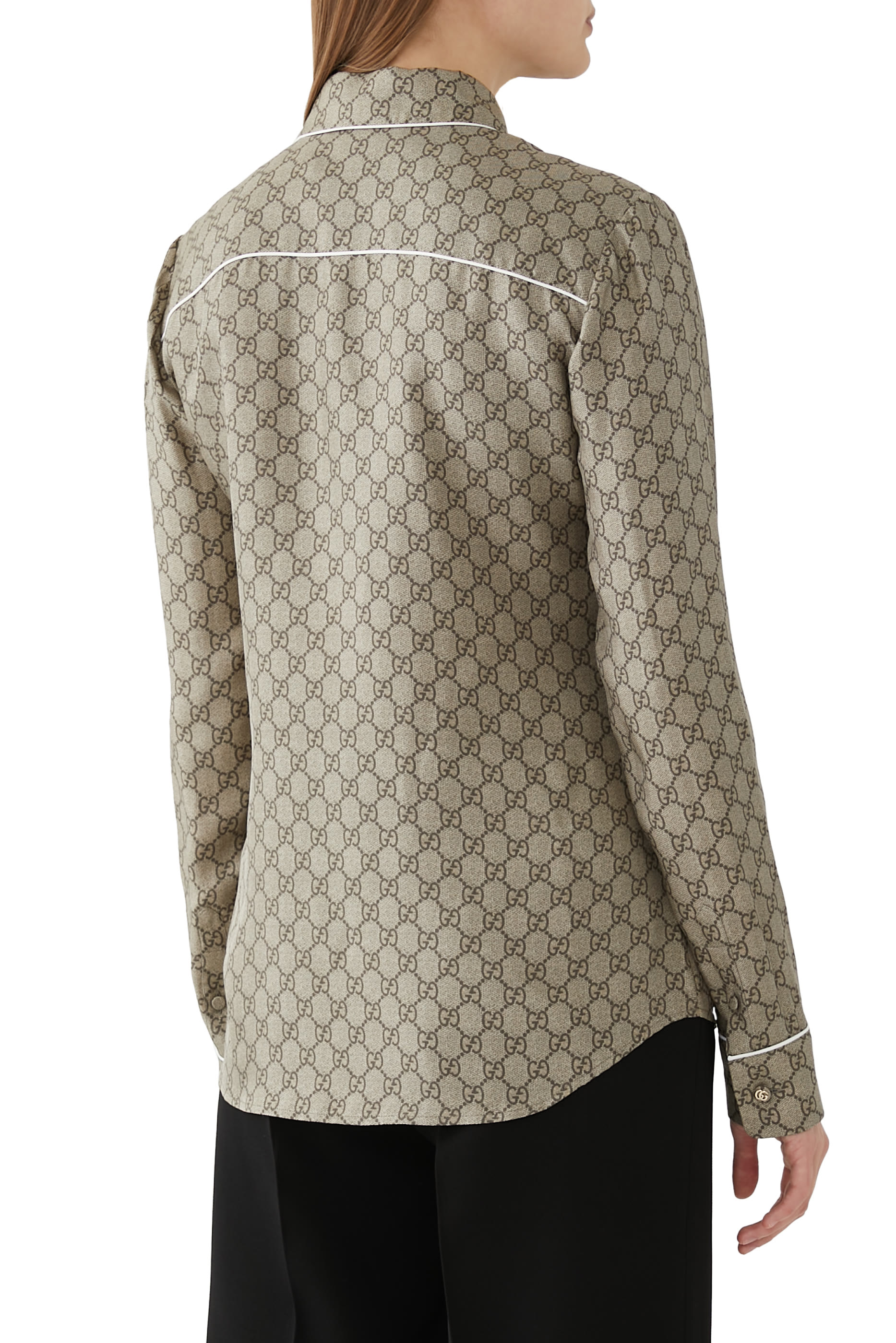 قميص حرير تويل بنقشة