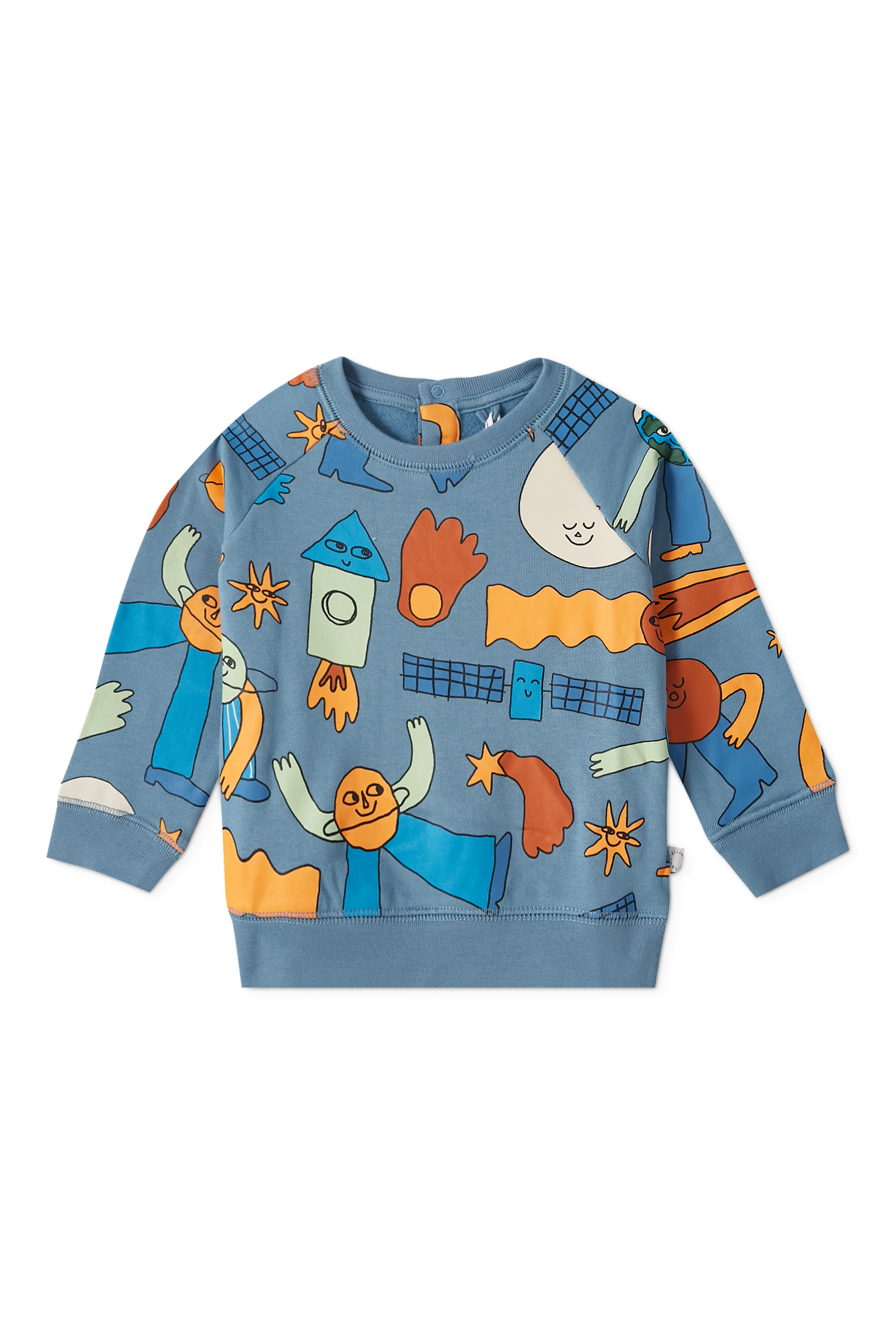 سويت شيرت بأكمام طويلة ونقشة مجرة قطن عضوي