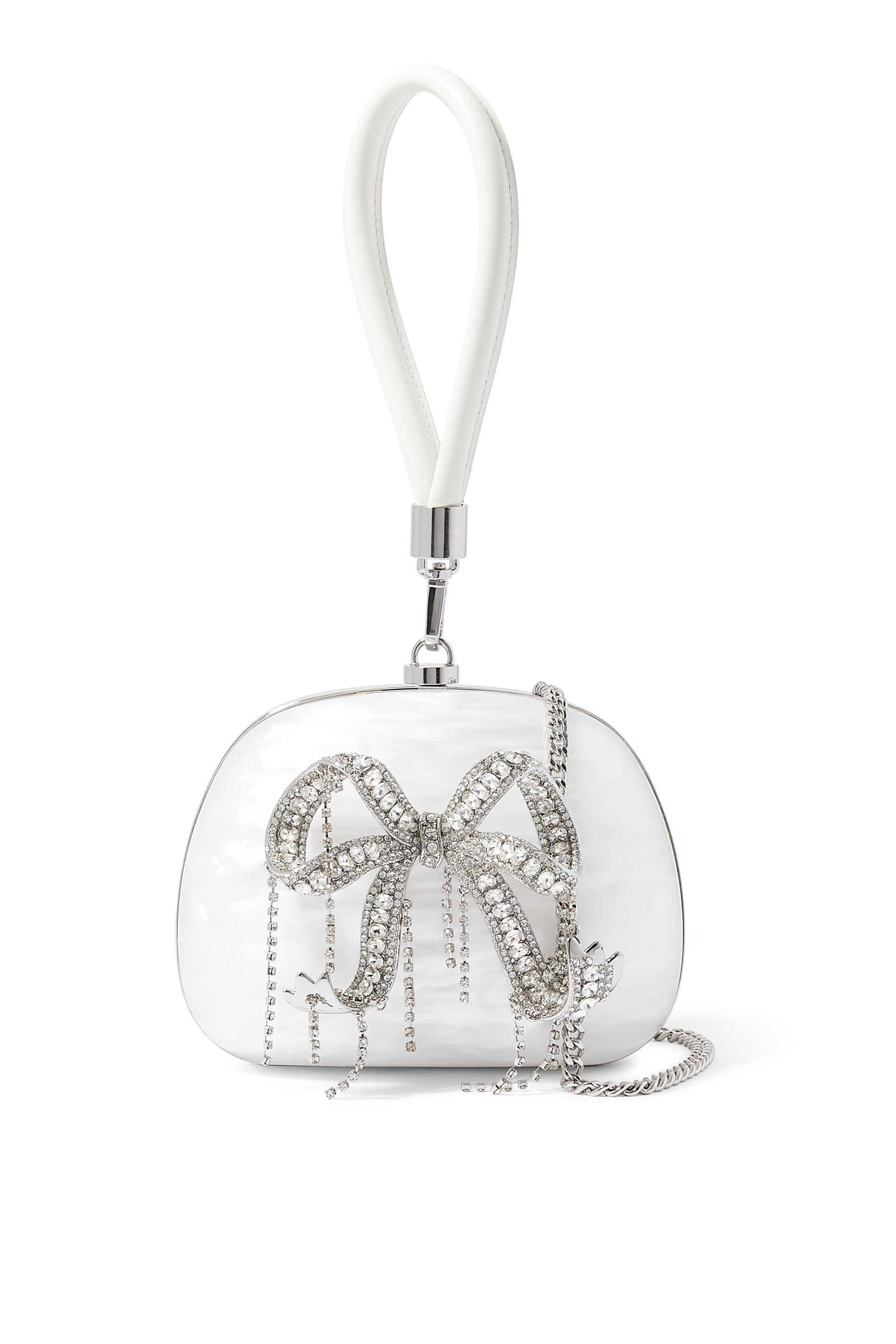 حقيبة كلاتش بيد علوية مرصعة بلؤلؤ