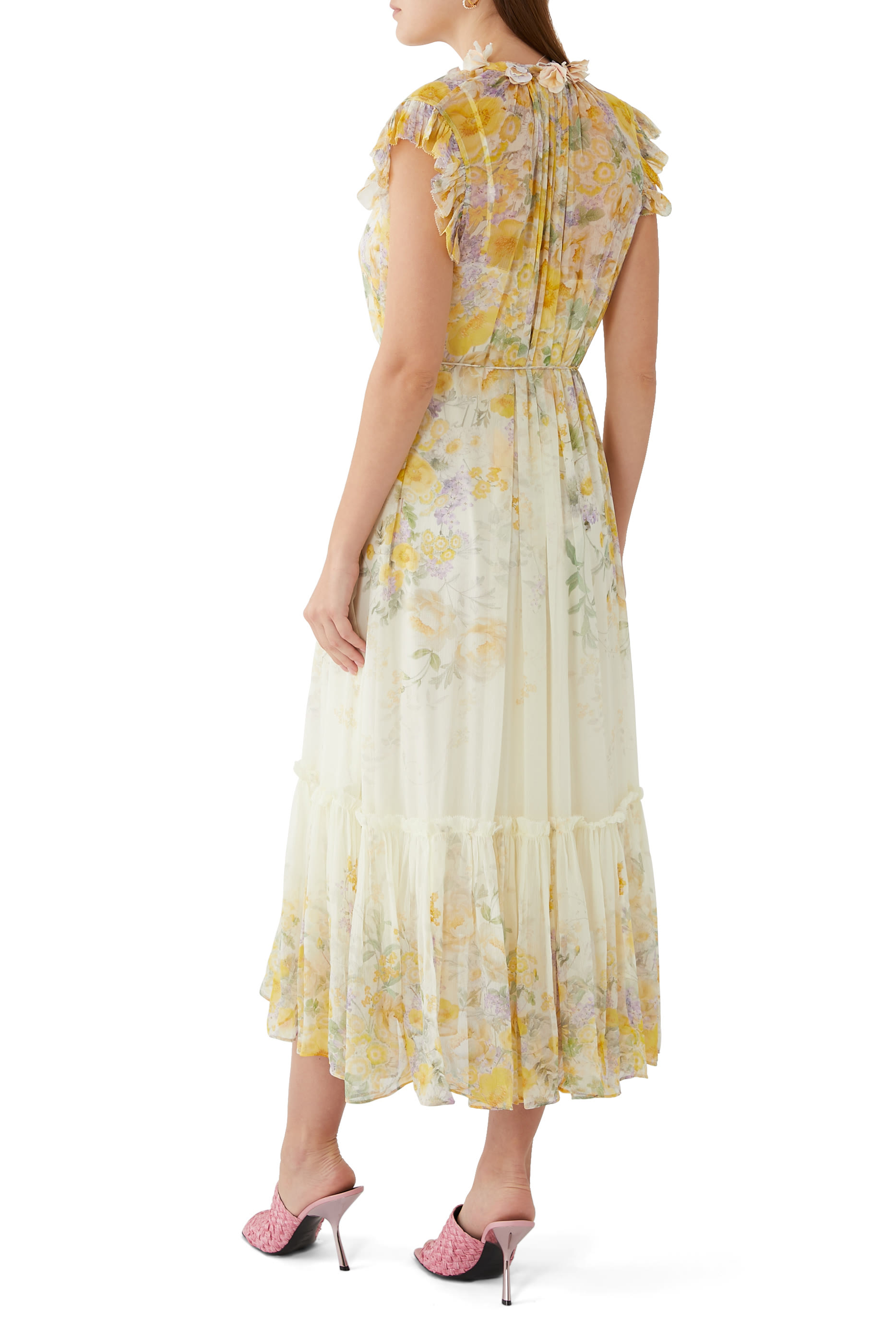 فستان هارموني متوسط الطول بزهور بارزة