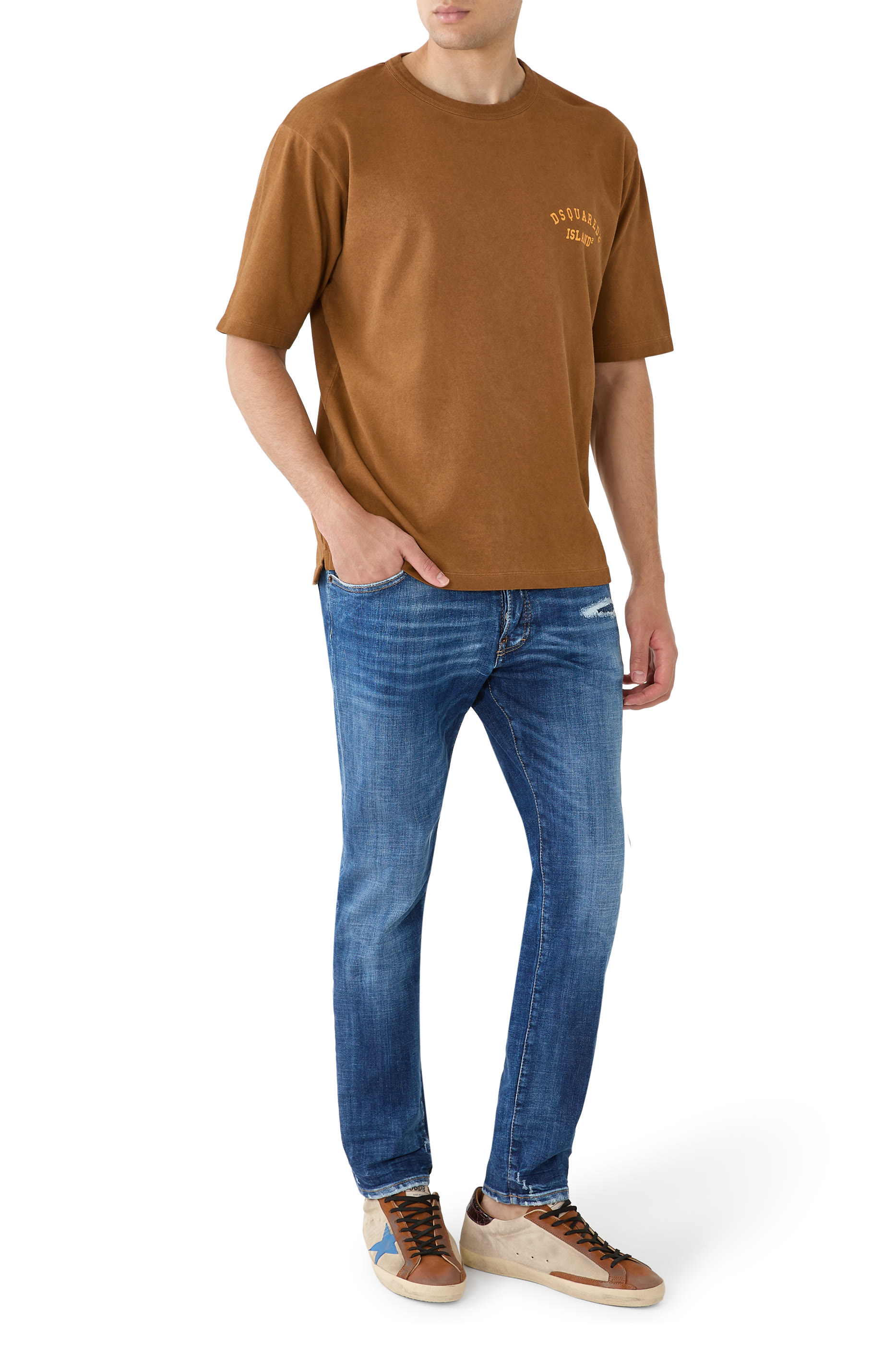 تيشيرت مصبوغ فينتج بقصة واسعة