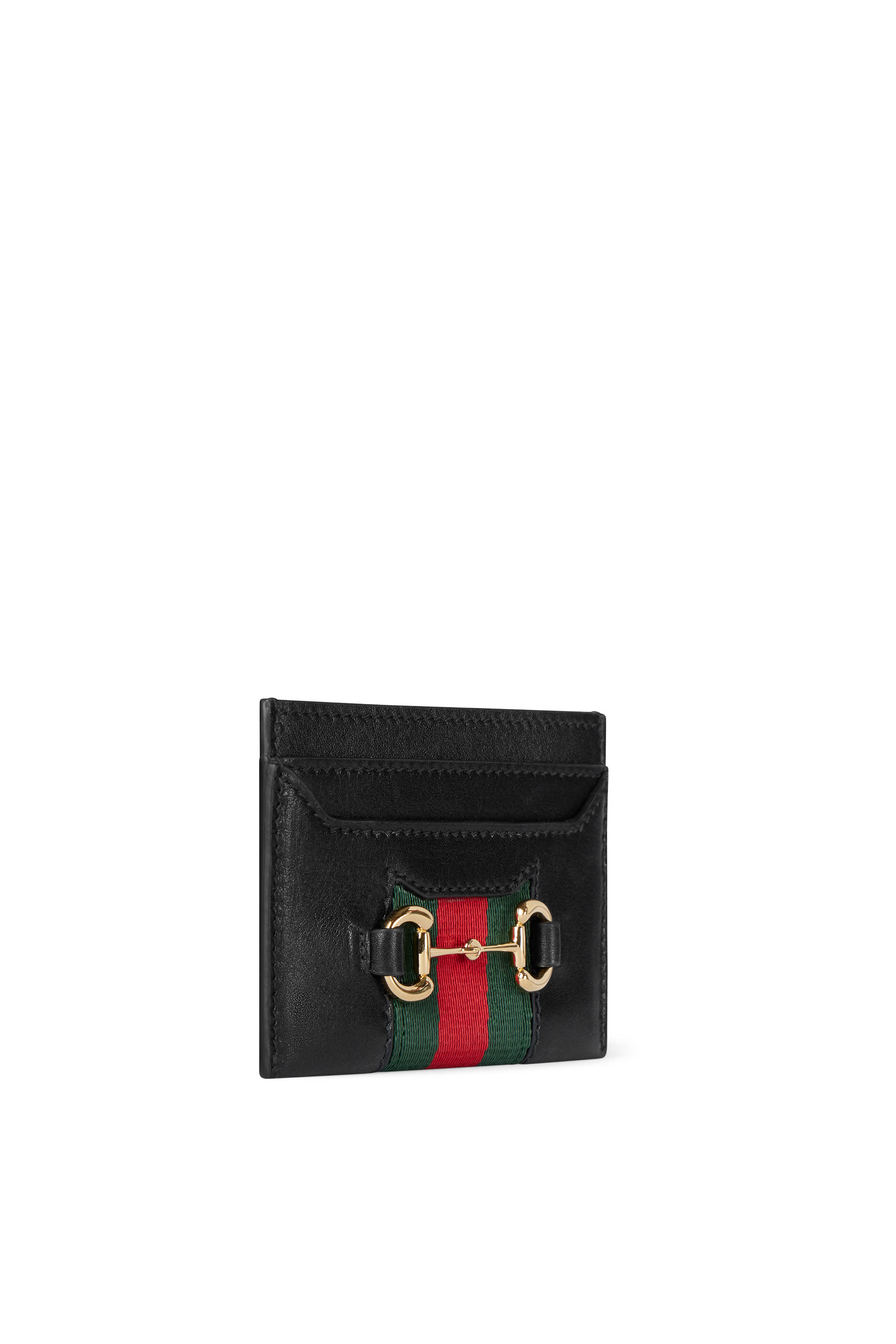 حافظة بطاقات مزينة بشريط ويب وحلية لجام الحصان 