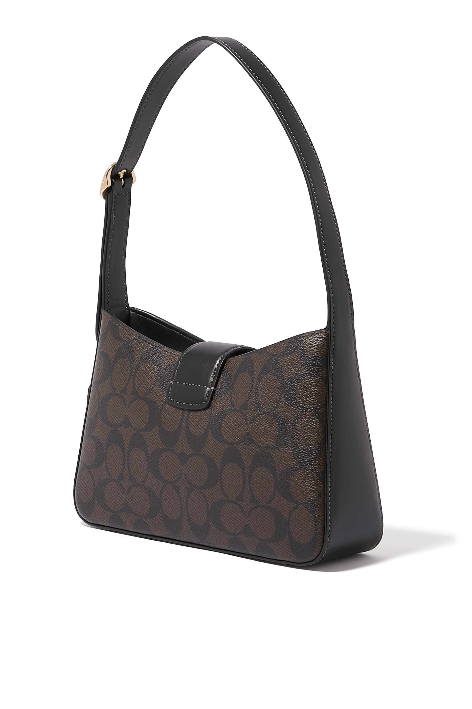 حقيبة كتف إليزا قماش قنب مزين بنقشة شعار الماركة