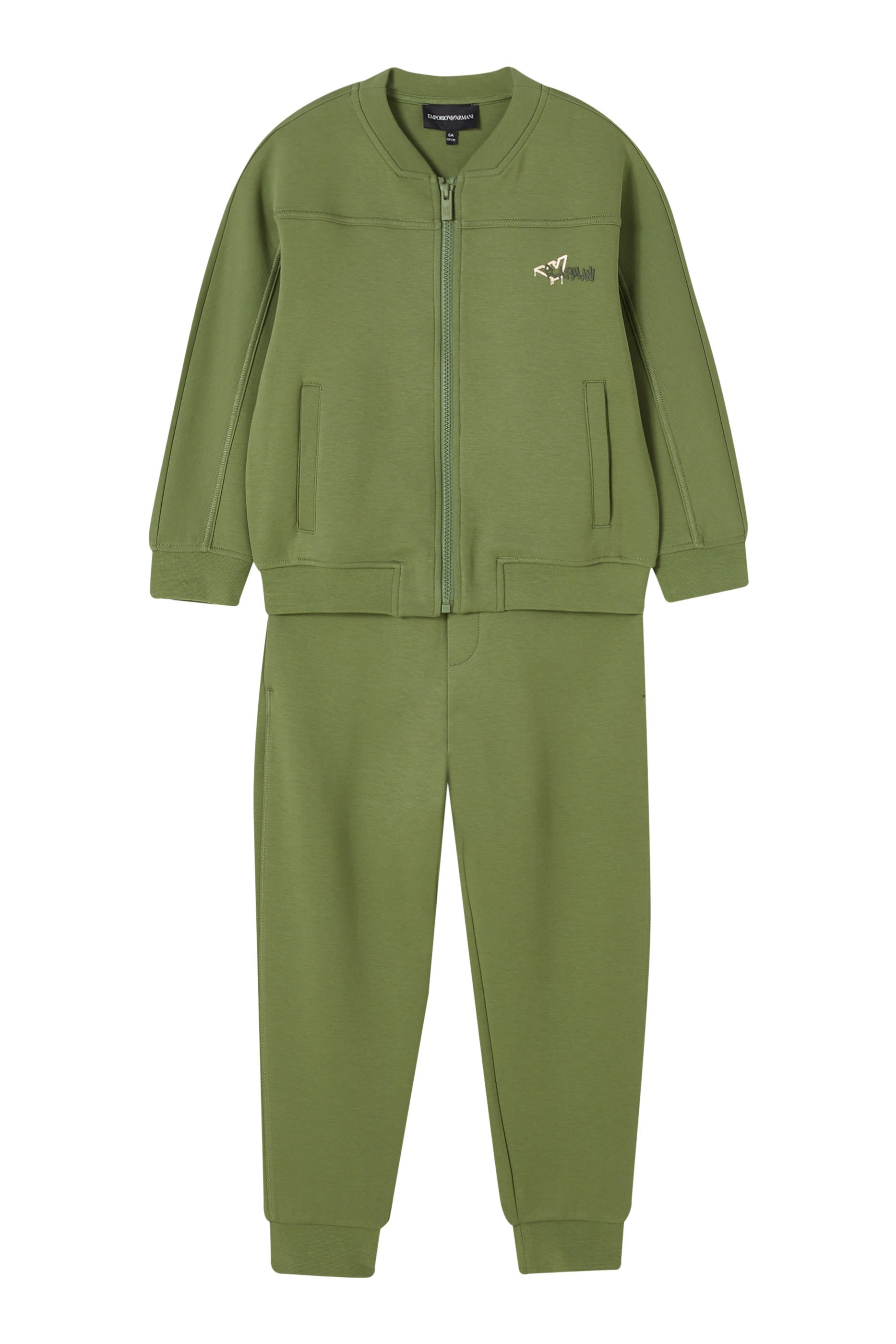 طقم بدلة رياضية بسحاب وشعار الماركة للأطفال