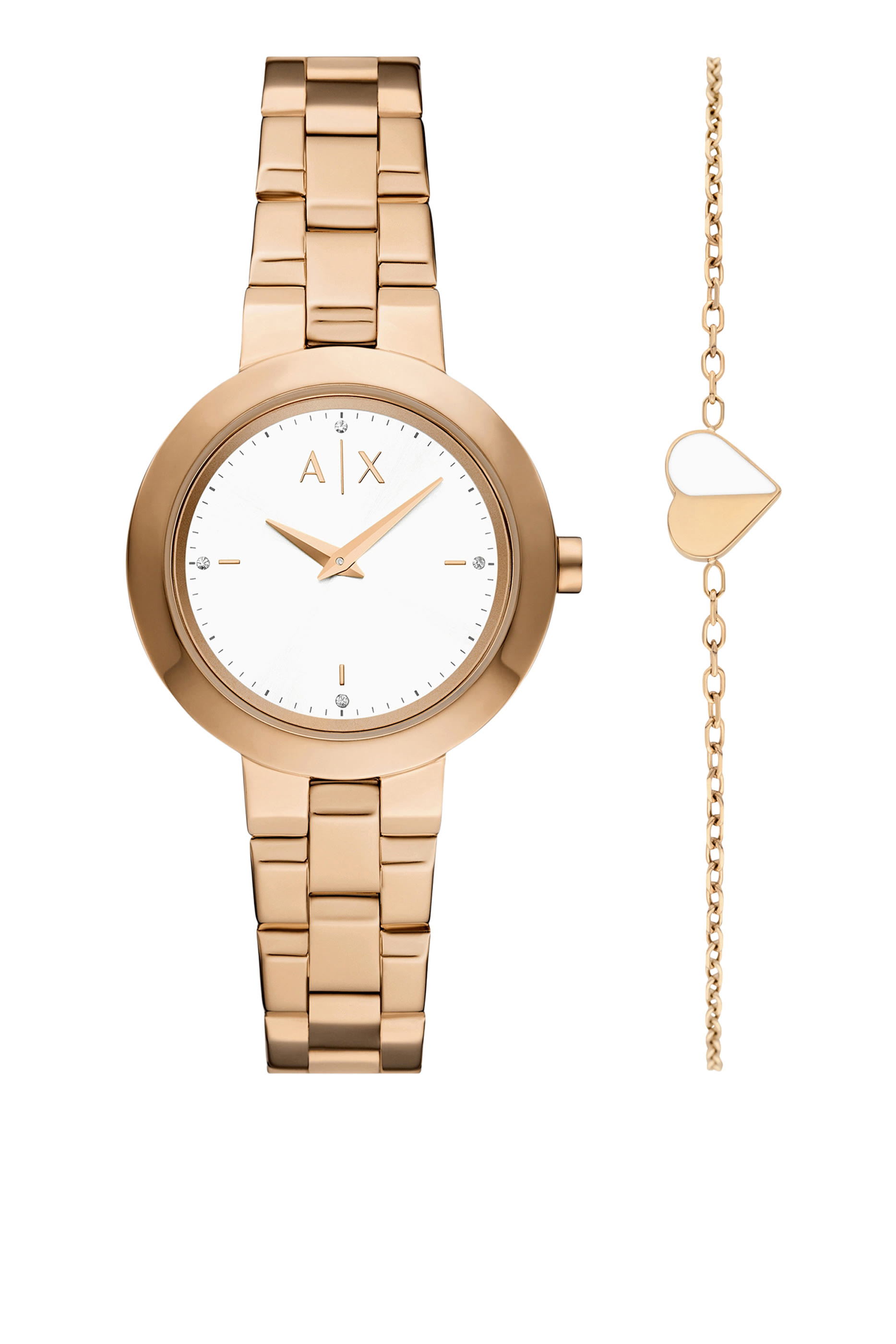 طقم ساعة جاكي وسوار متناسق ستانلس ستيل بعقربين