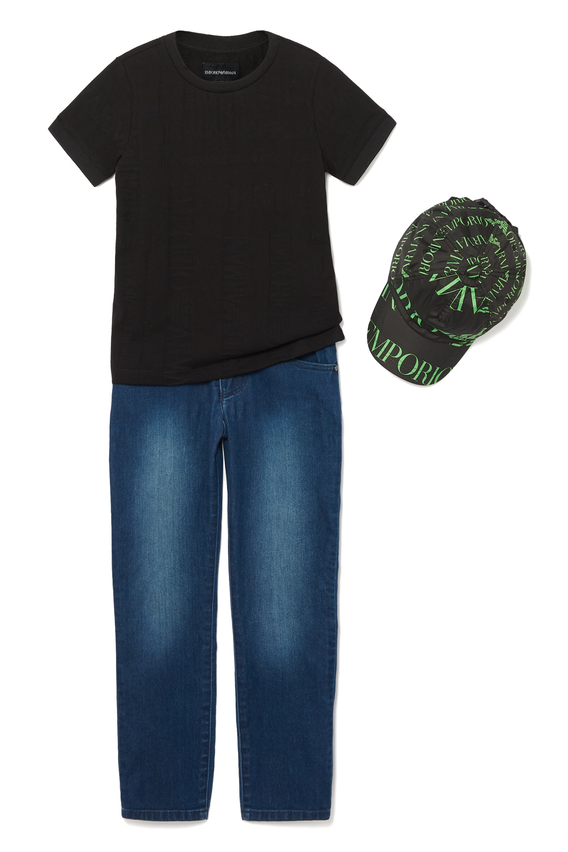 تي شيرت بفتحة رقبة مستديرة بنقشة جاكار