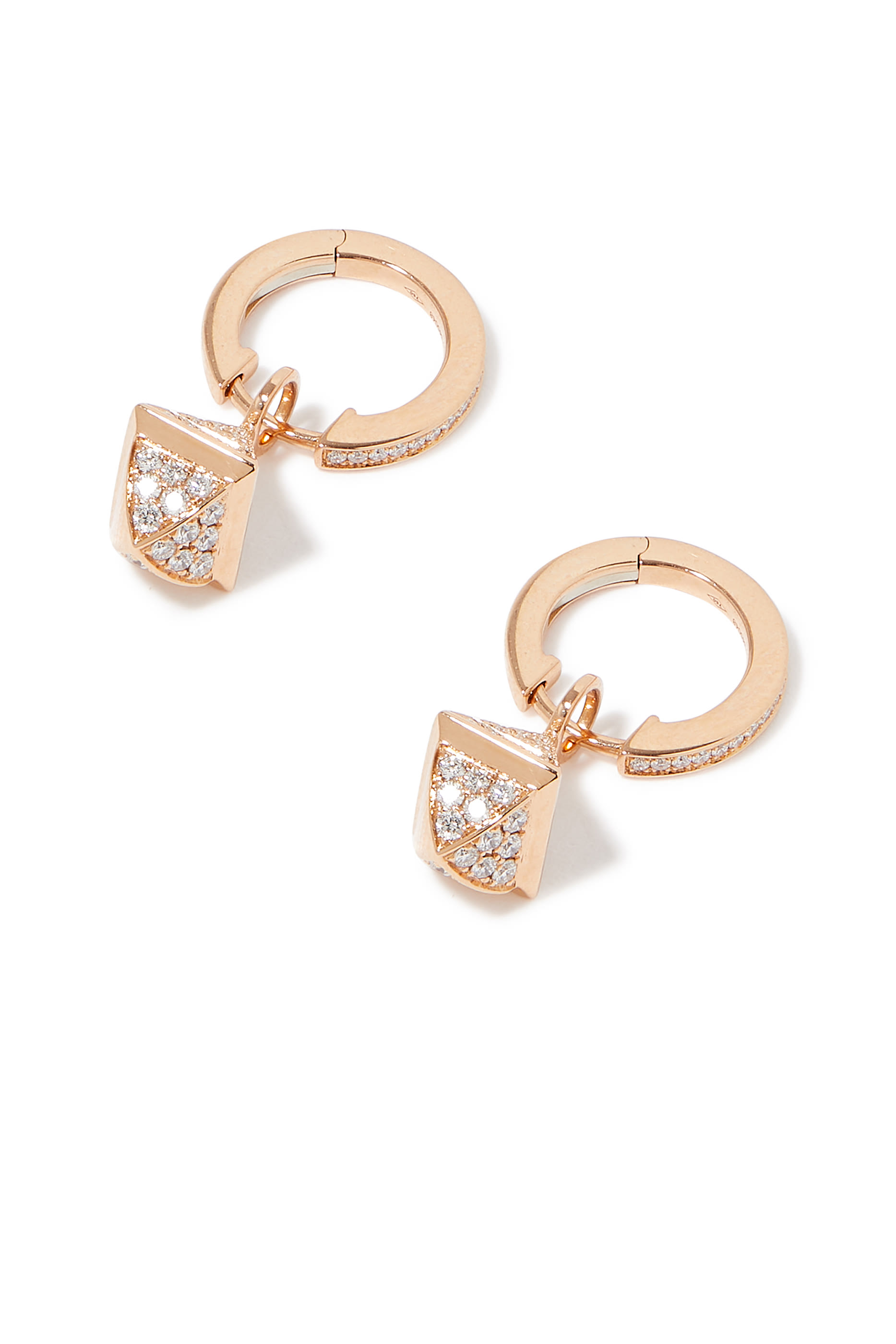 أقراط كليو ريف صغيرة مرصعة بالماس ذهب وردي عيار 18