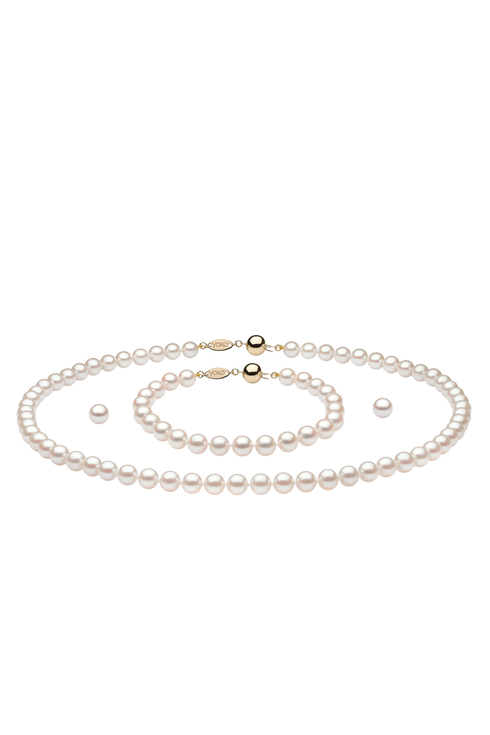 طقم قلادة وأقراط كلاسيك، لؤلؤ والماس وذهب عيار 18