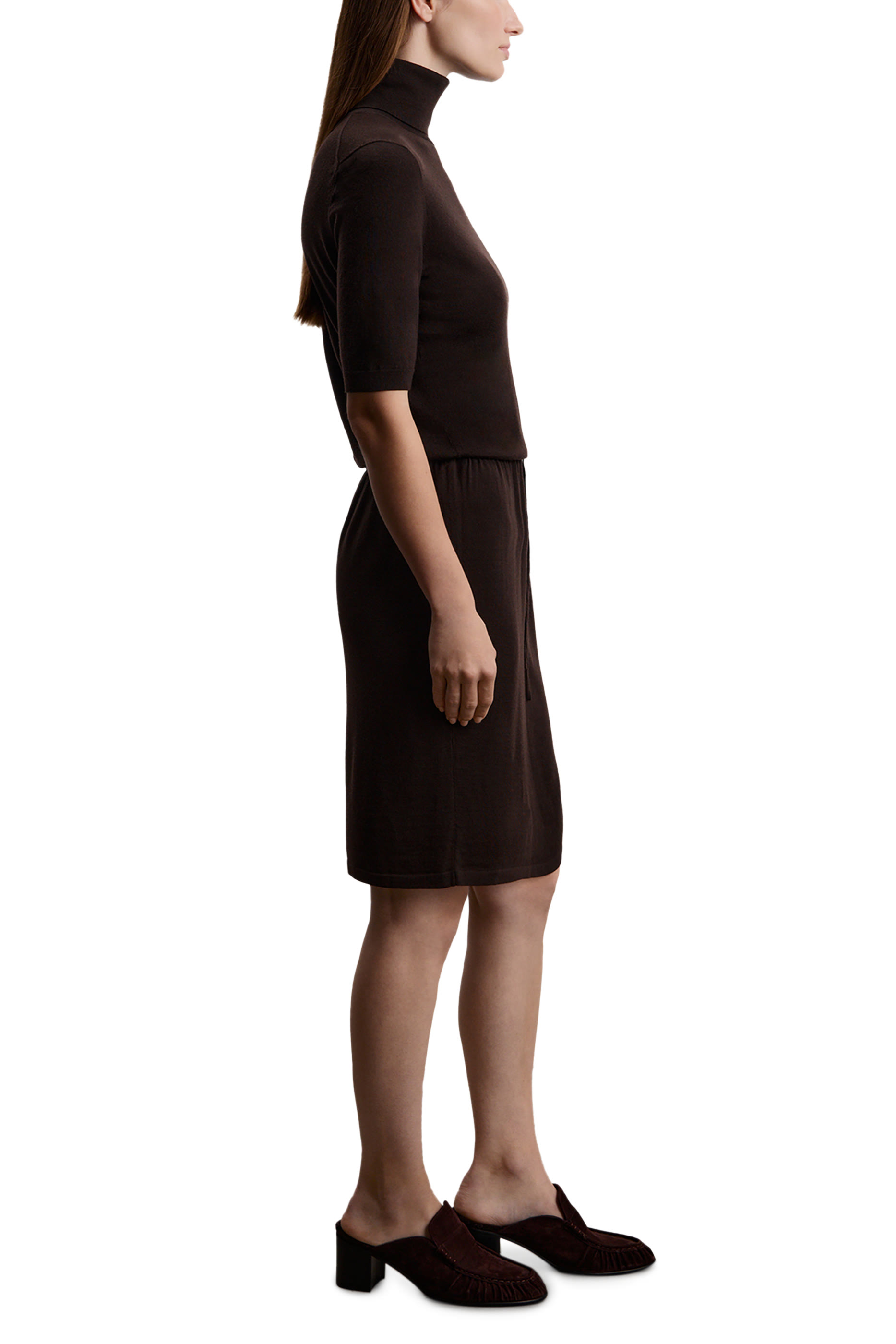 بلوزة بتصميم ملفوف بياقة عالية صوف ميرينو