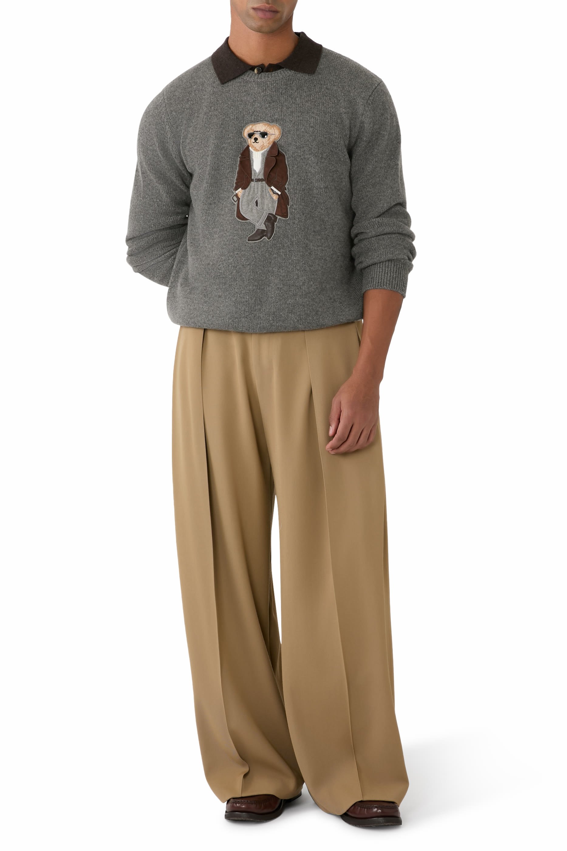 كنزة بولو بشعار الماركة كشمير