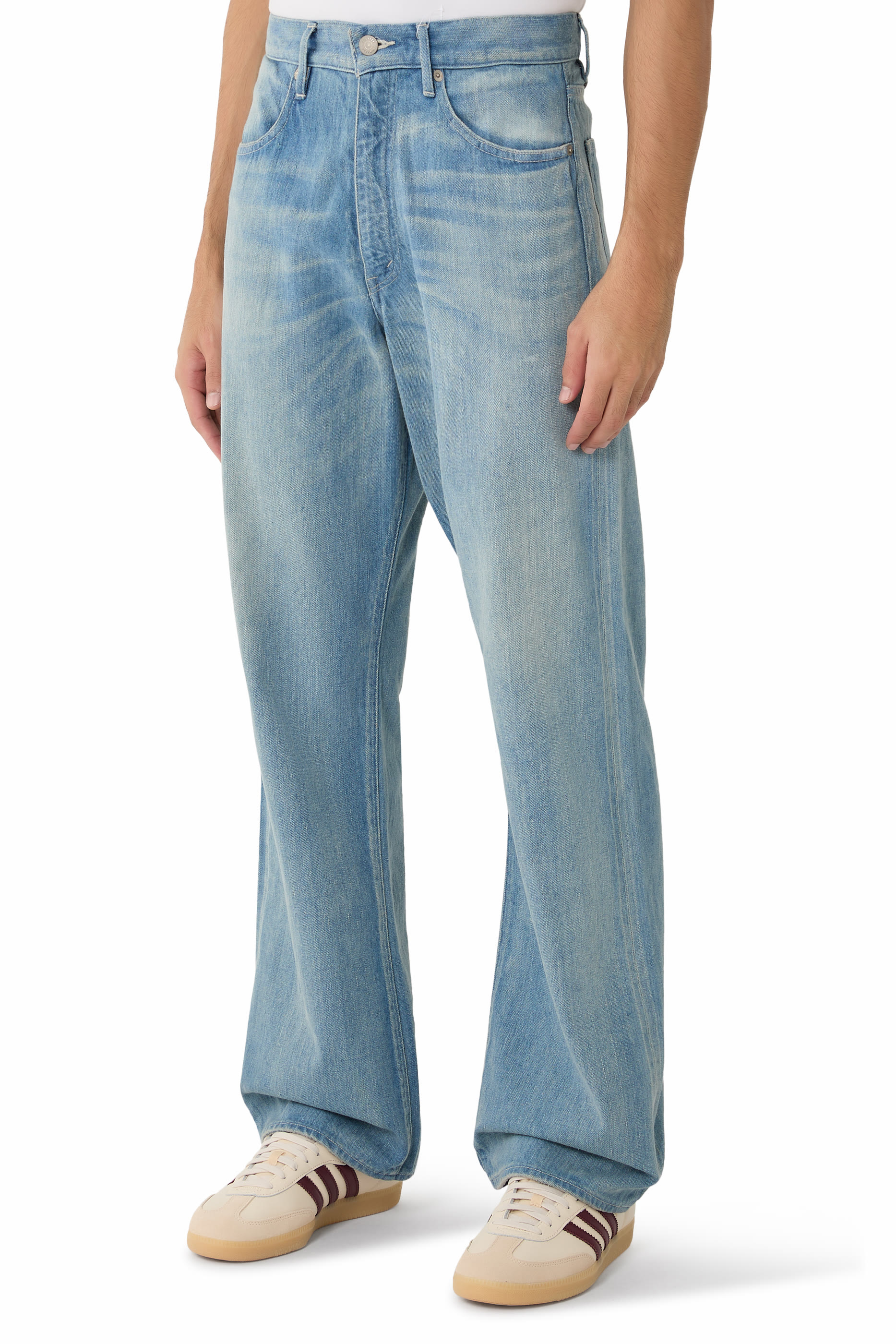 بنطال دنيم سيلفدج خفيف بلون باهت