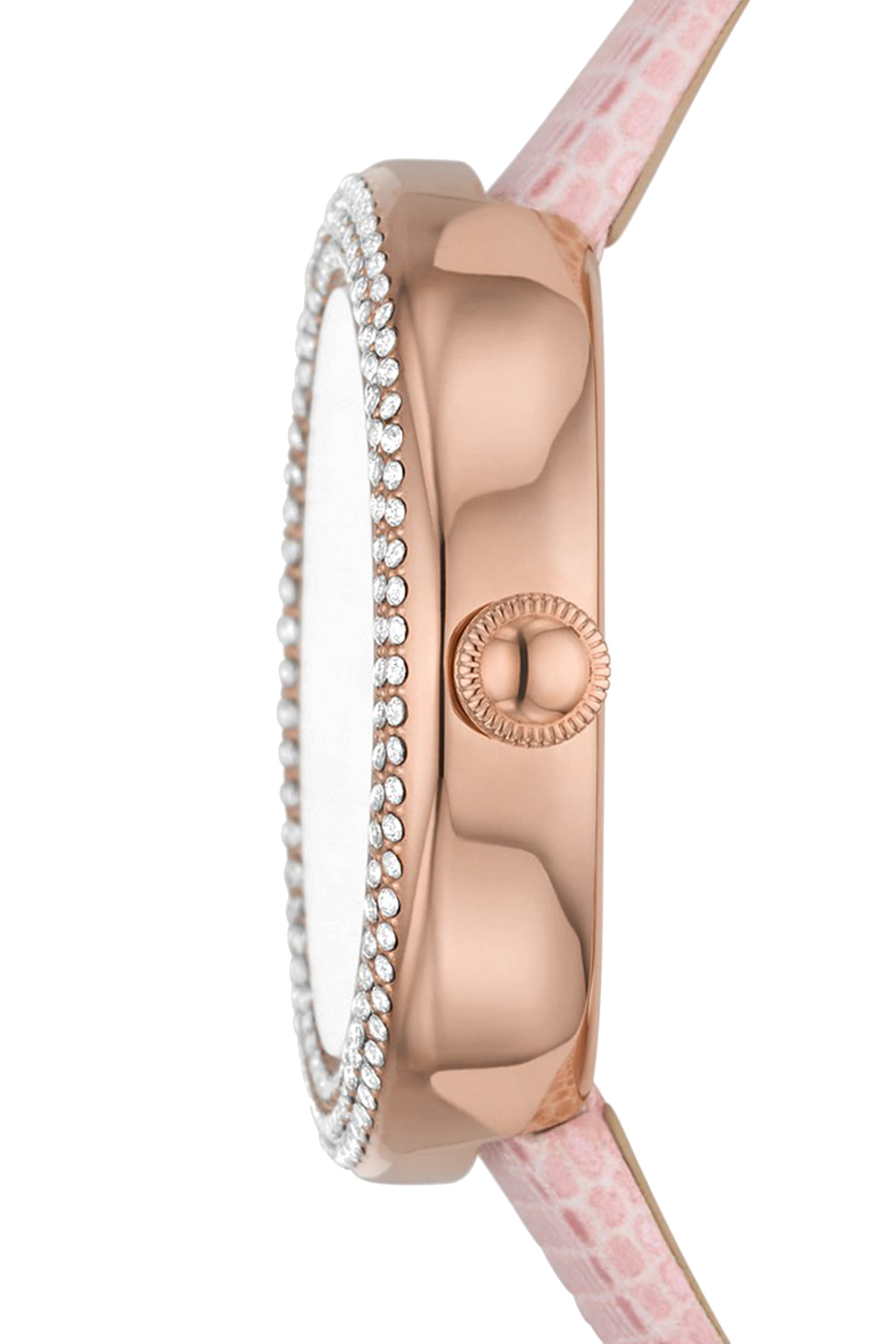 طقم ساعة وسوار جلد روزا كوارتز