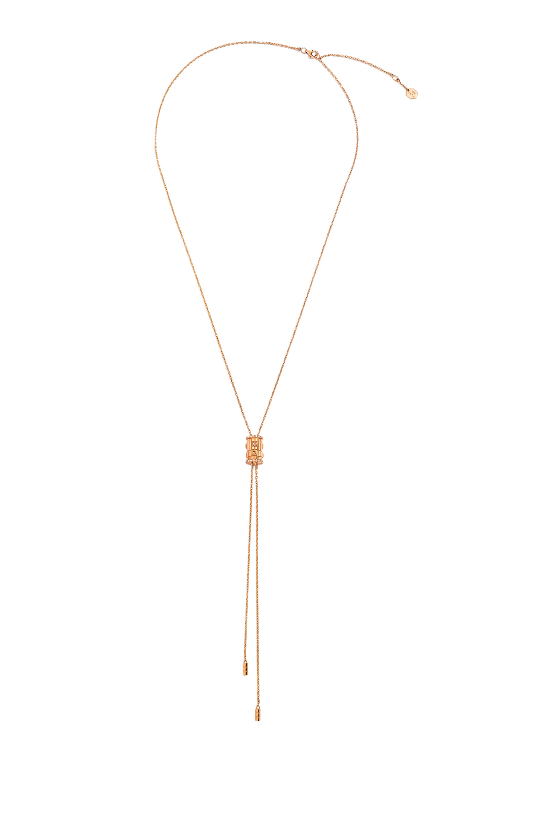 قلادة لايف بتصميم ربطة عنق ودلاية دوارة مرصعة كليا بالماس، ذهب وردي عيار 18