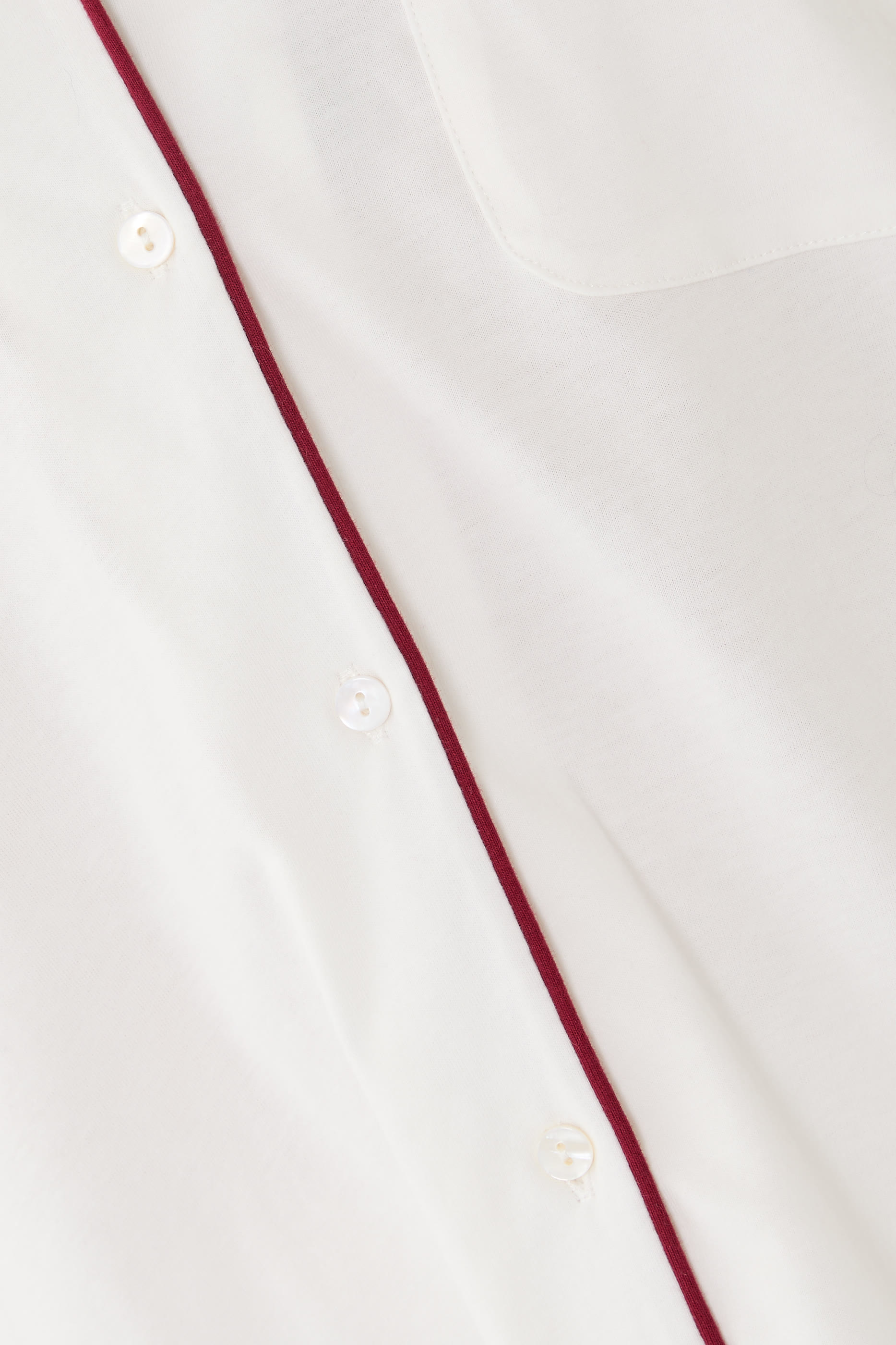 طقم بيجامة بقصة مريحة وحواف ملفوفة بلون مغاير قطن عضوي جيرسيه ناعم