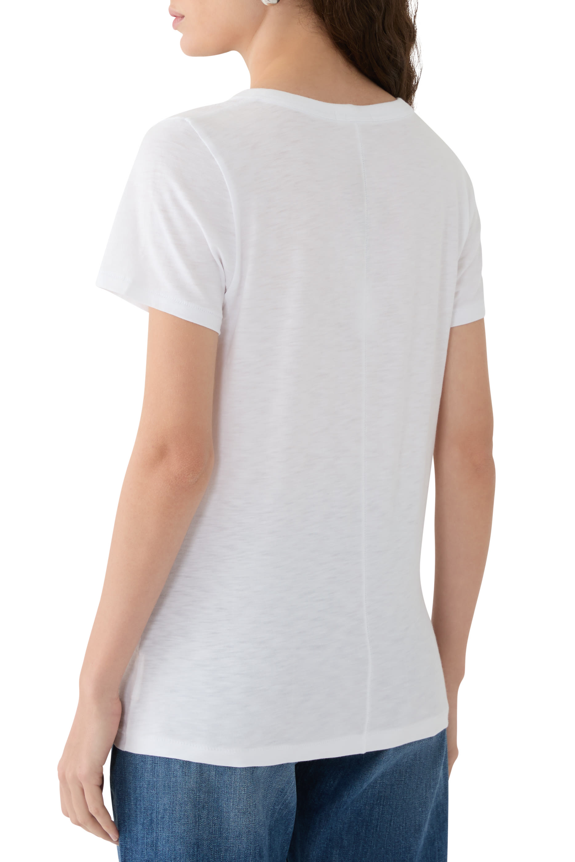 تيشيرت بياقة V قطن سلوب