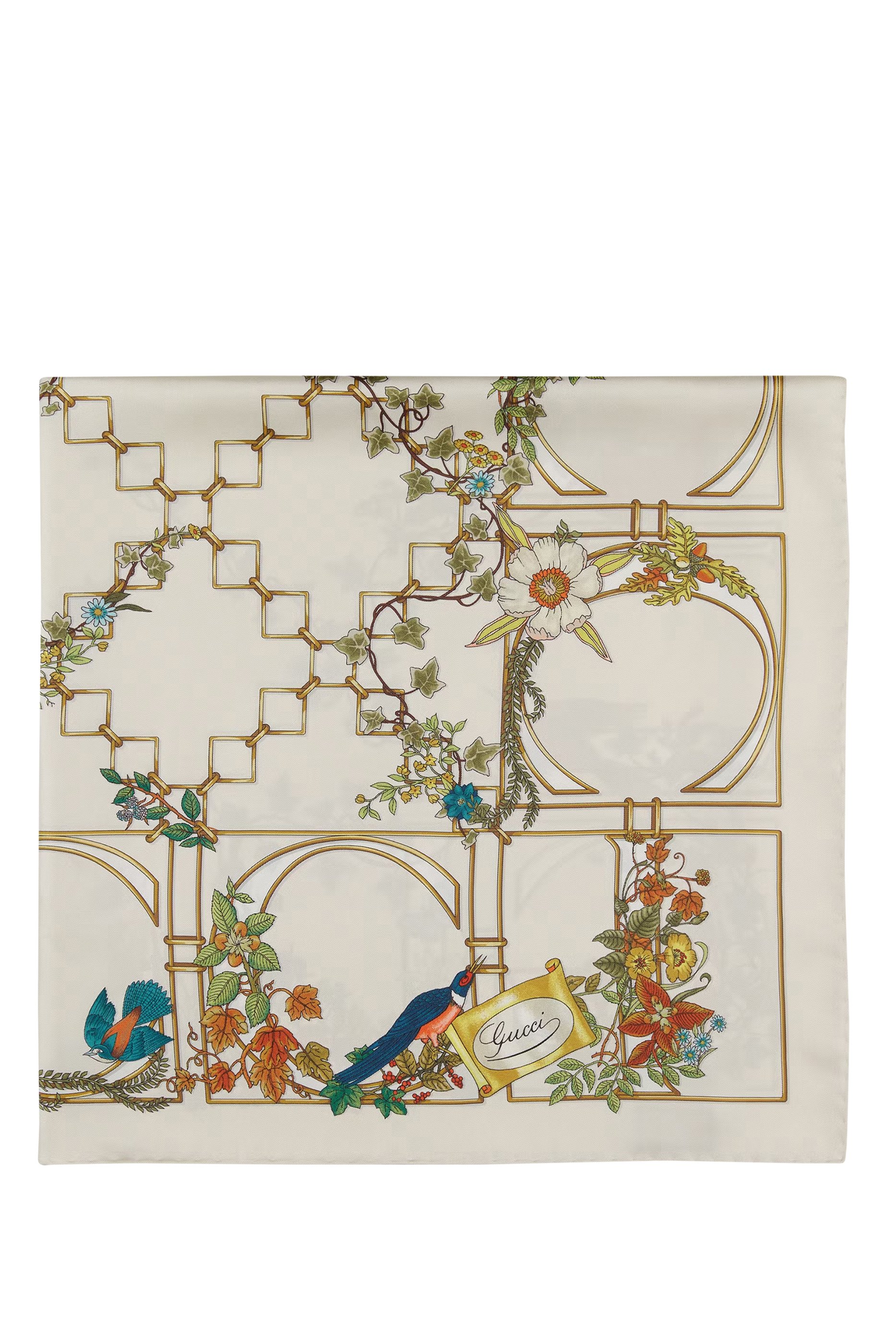 وشاح حرير بطبعات حيوانات وزهور