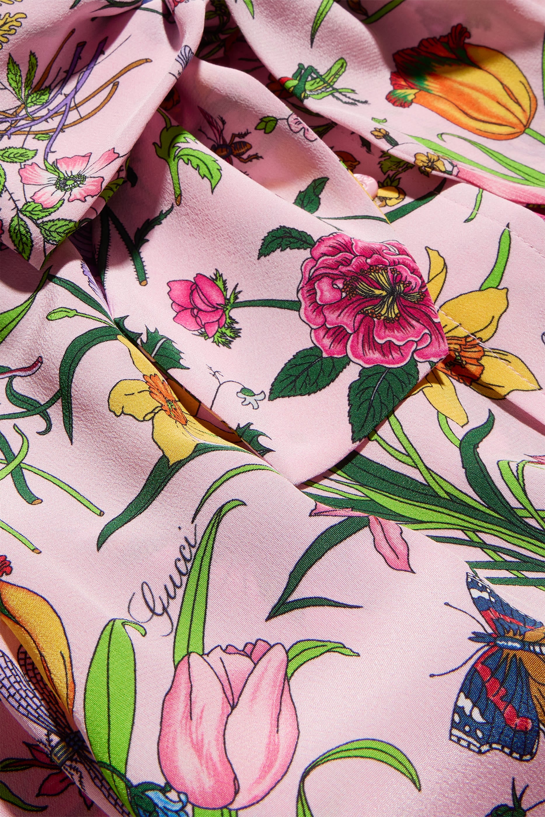 فستان بتصميم قميص بطبعات حرير