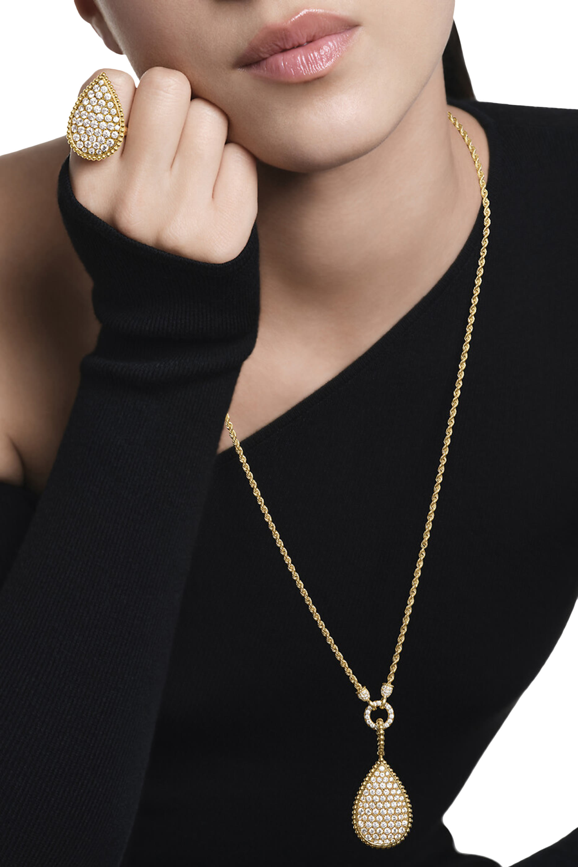 خاتم سيربنت بوهيم مرصع بالماس مقاس XL ذهب أصفر عيار 18