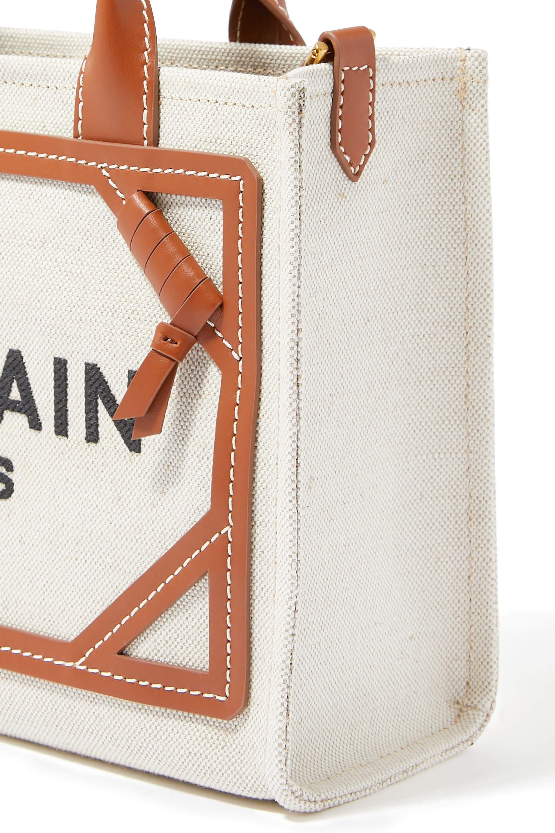 حقيبة يد بي ارمي صغيرة قماش قنب بأجزاء جلد