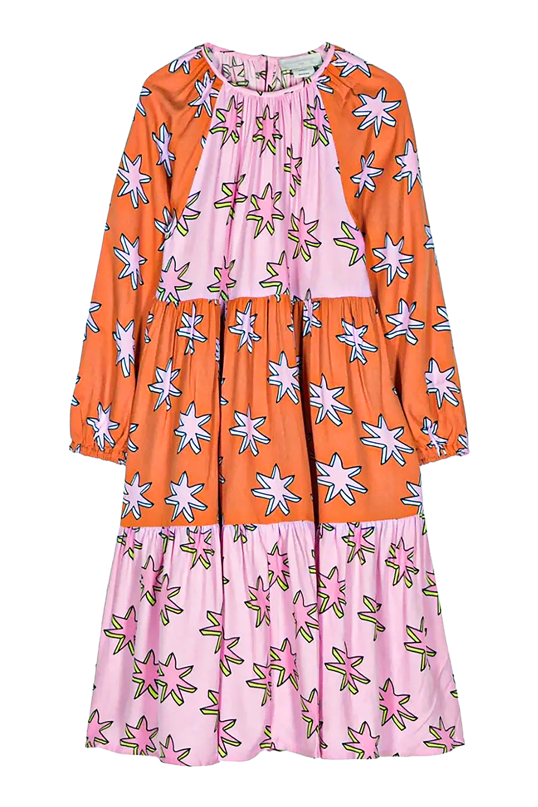 فستان بطيات ونقشة نجوم لامعة للأطفال