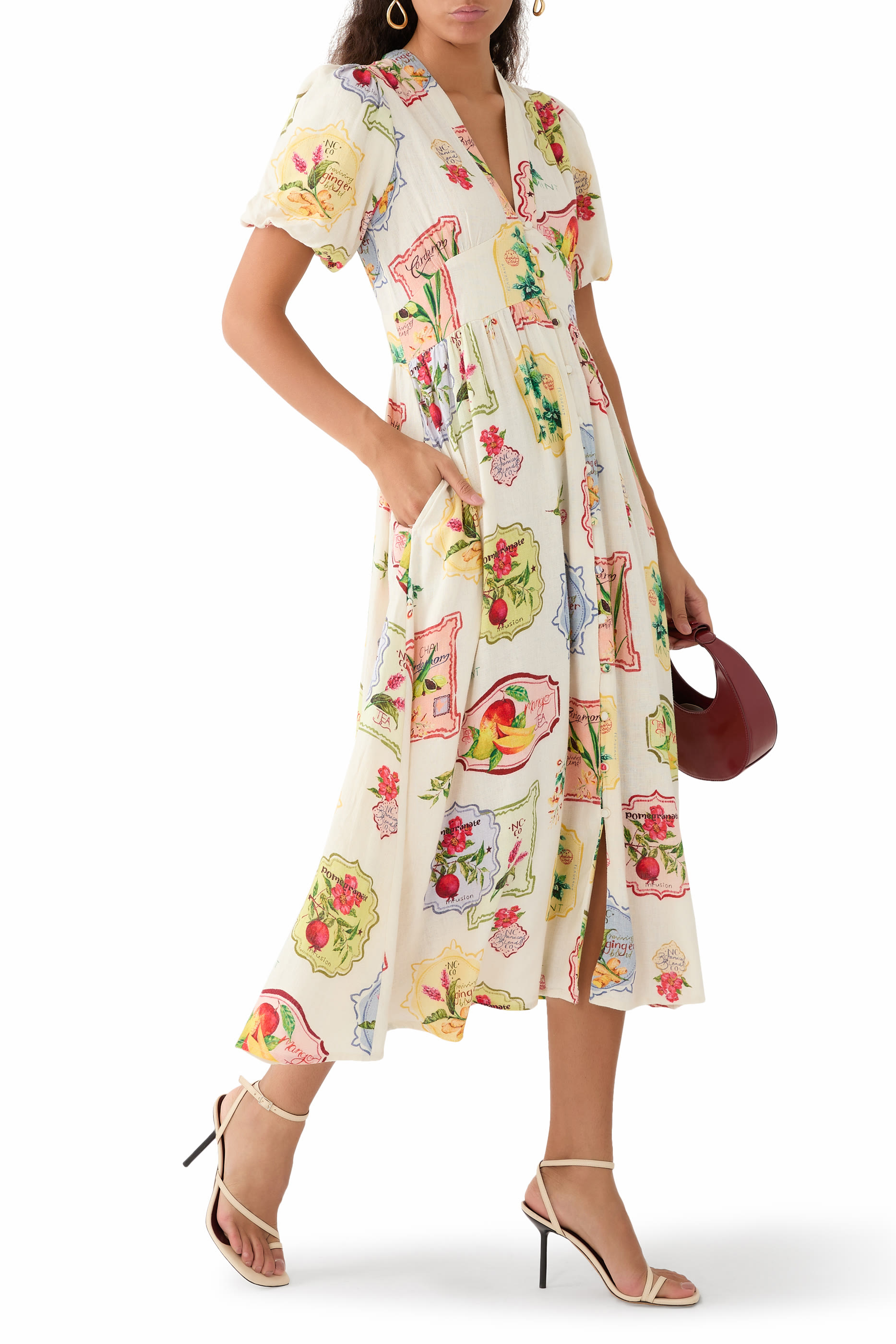 فستان ستارلايت متوسط الطول بنقشة