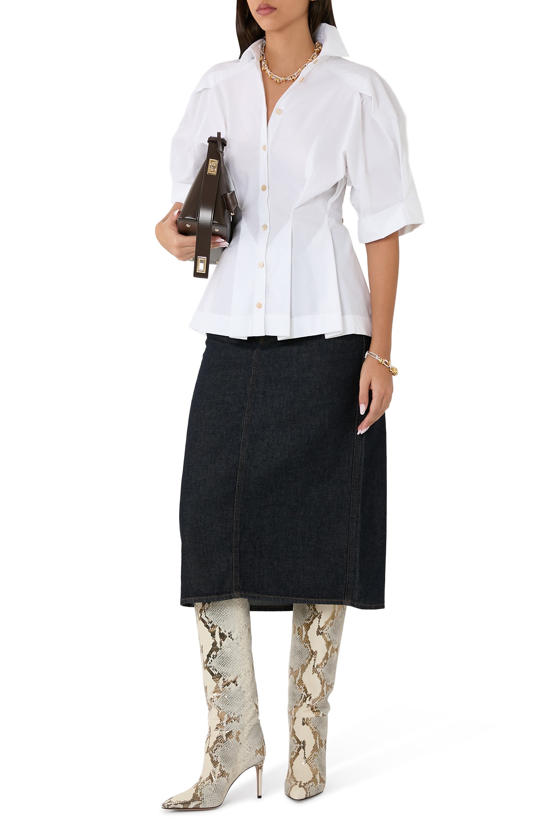 قميص قطن بكشكش عند الخصر