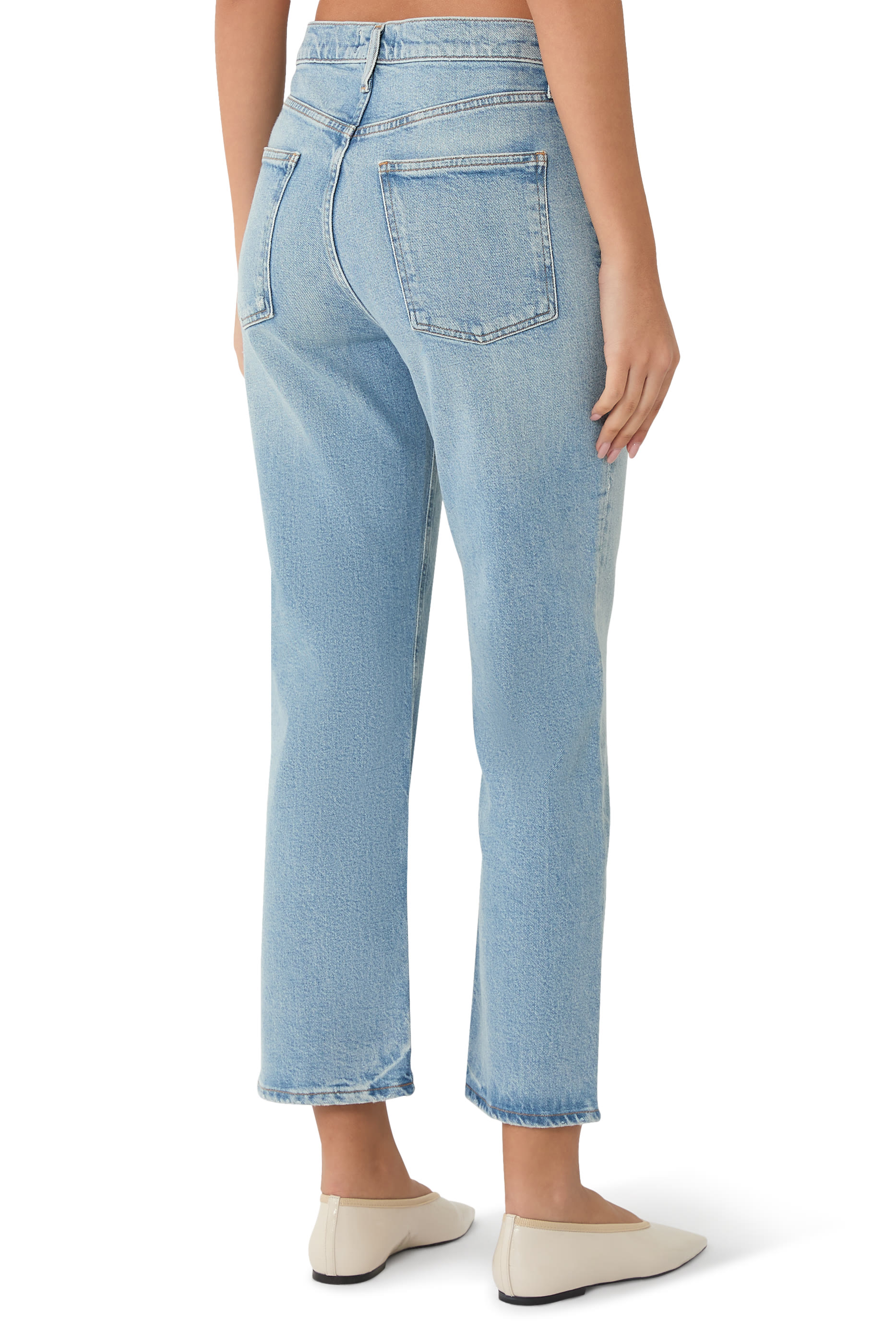 بنطال جينز ناينتيز قصير بخصر مرتفع