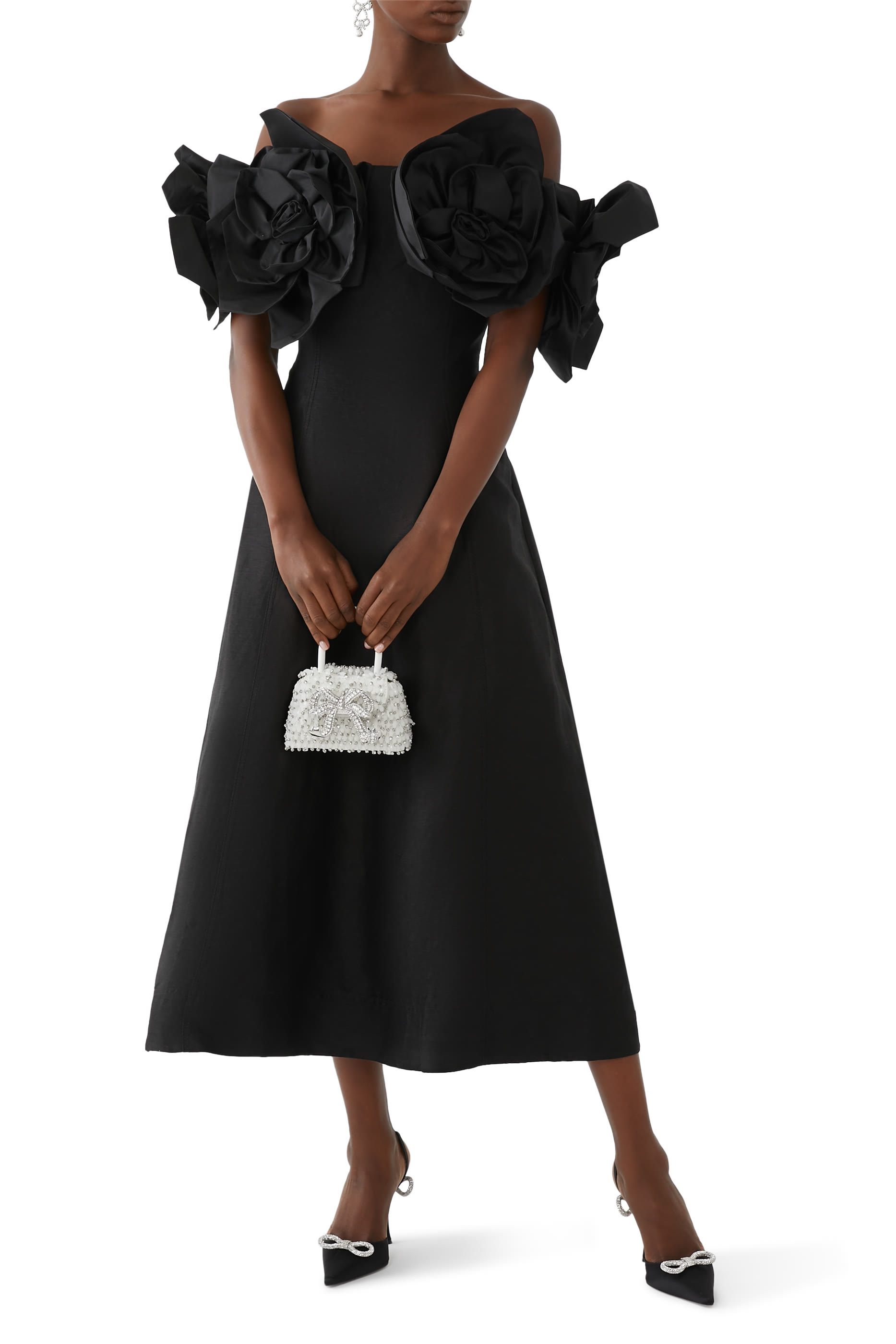 حقيبة مايكرو بيد علوية وعقدة مرصعة بالكريستال