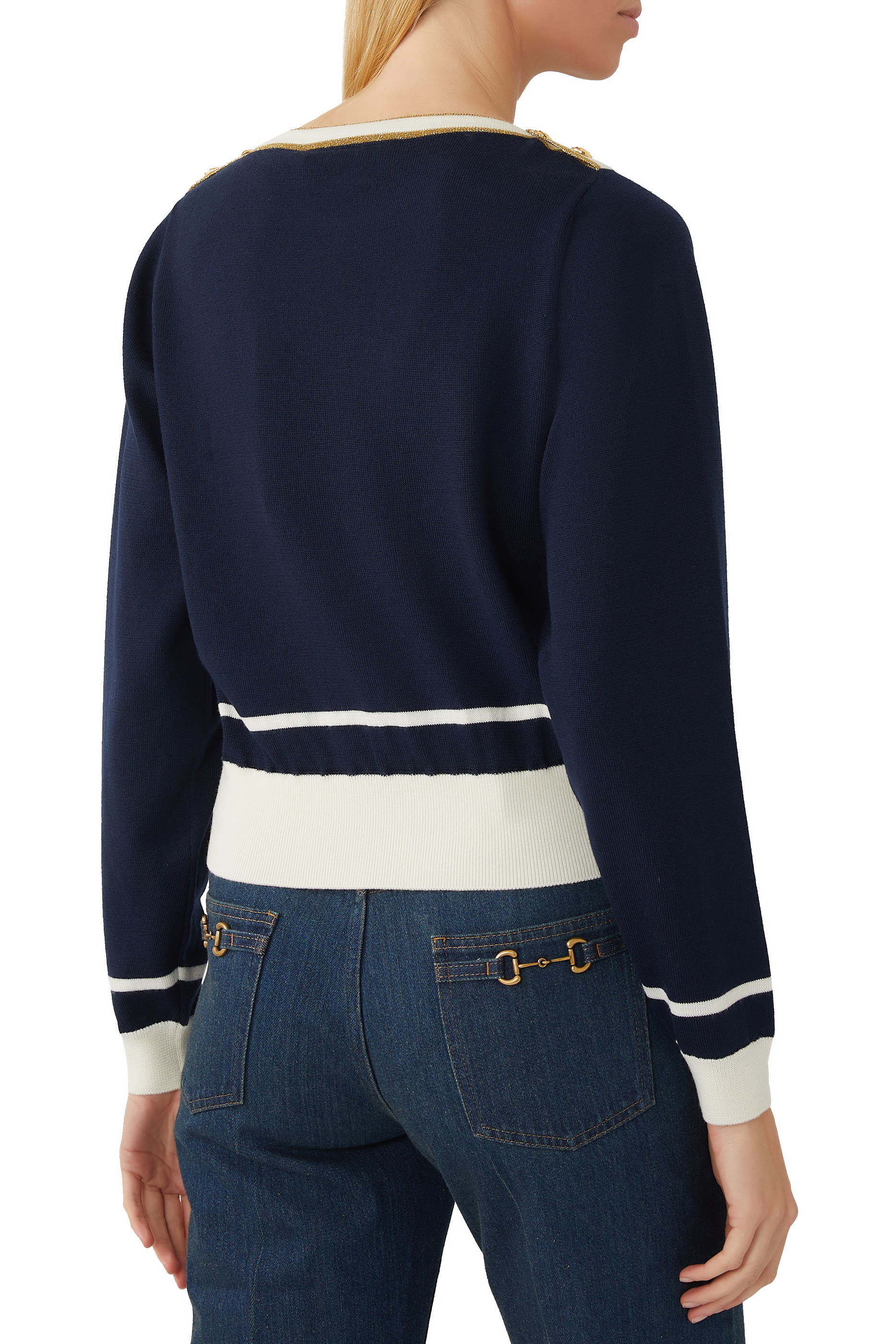 بلوزة منسوجة بياقة على شكل قارب