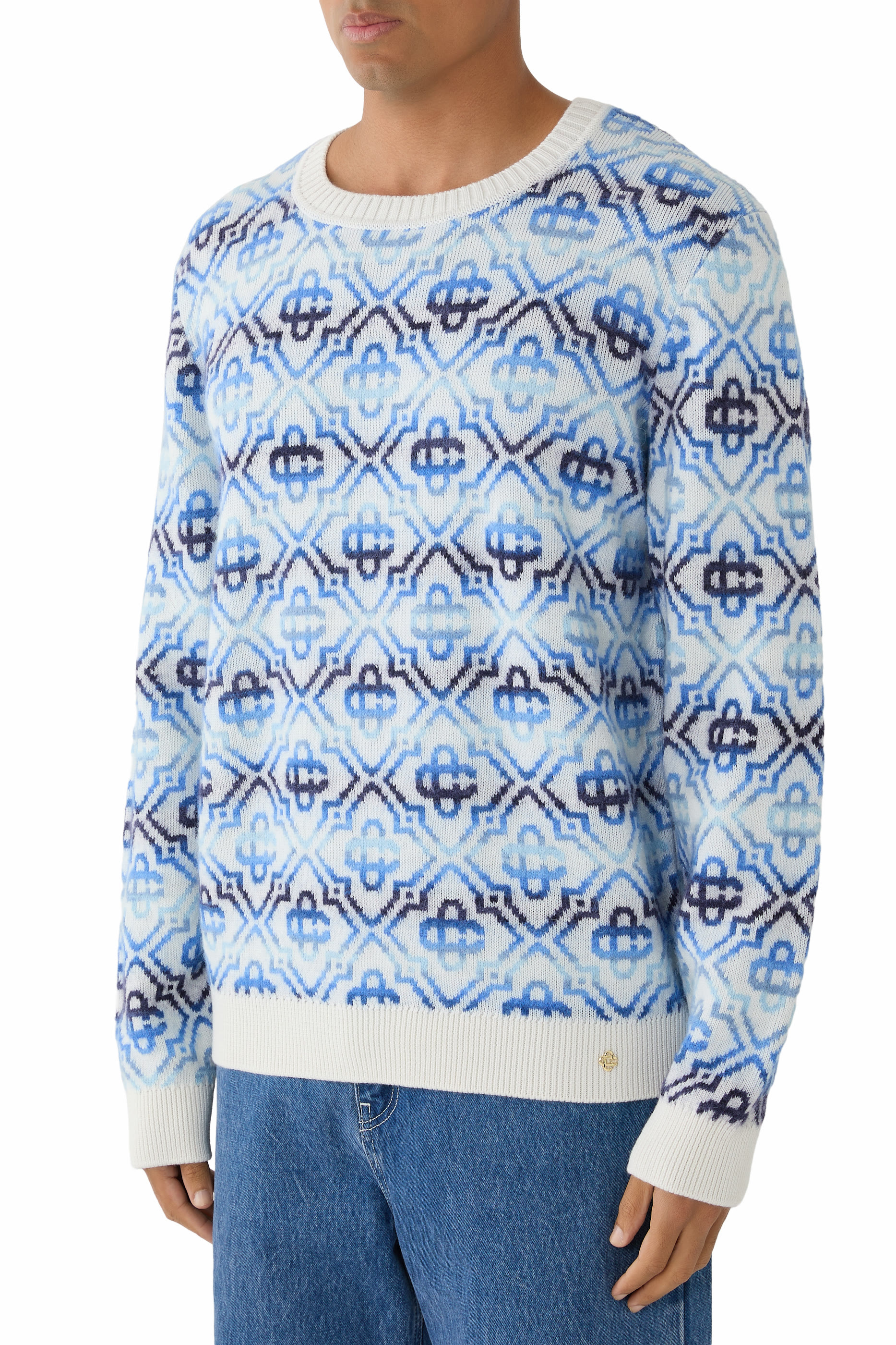 Space Dye Monogram Crewneck Sweater 