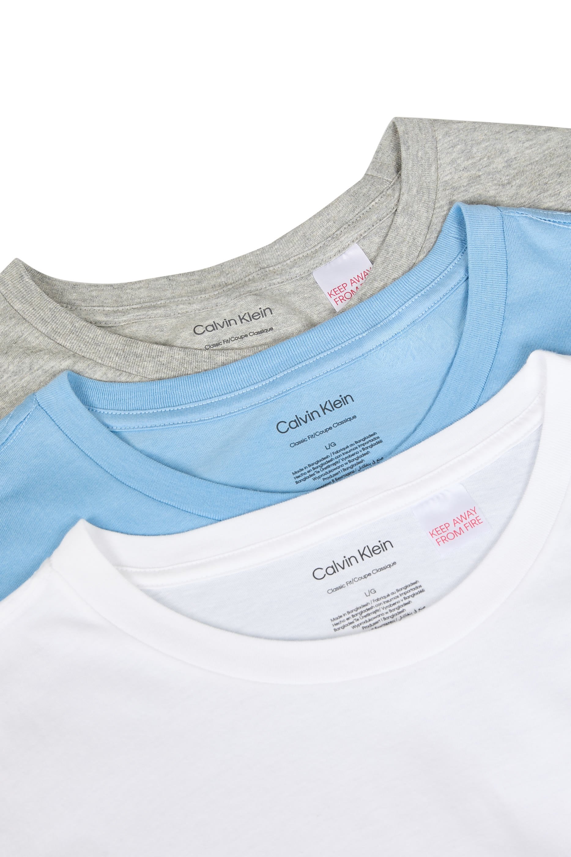 طقم تيشيرت كلاسيكي بياقة ضيقة قطن، 3 قطع