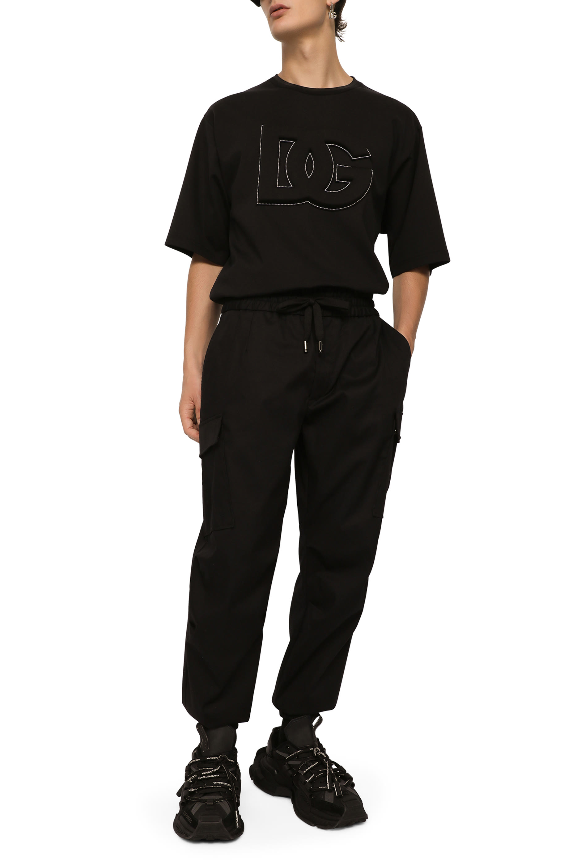 بنطال كارغو بشارة بشعار الماركة قطن