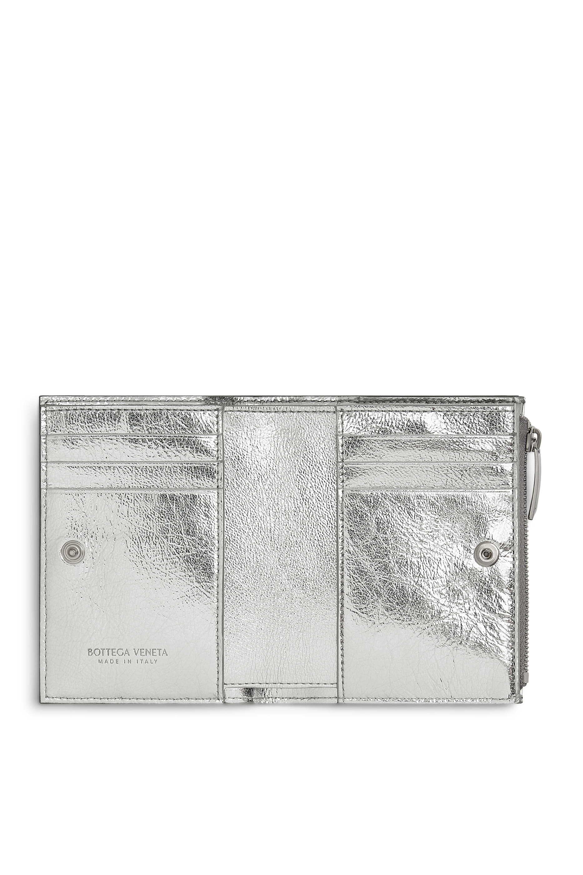 محفظة صغيرة ثنائية الطي بسحّاب بتصميم مجدول