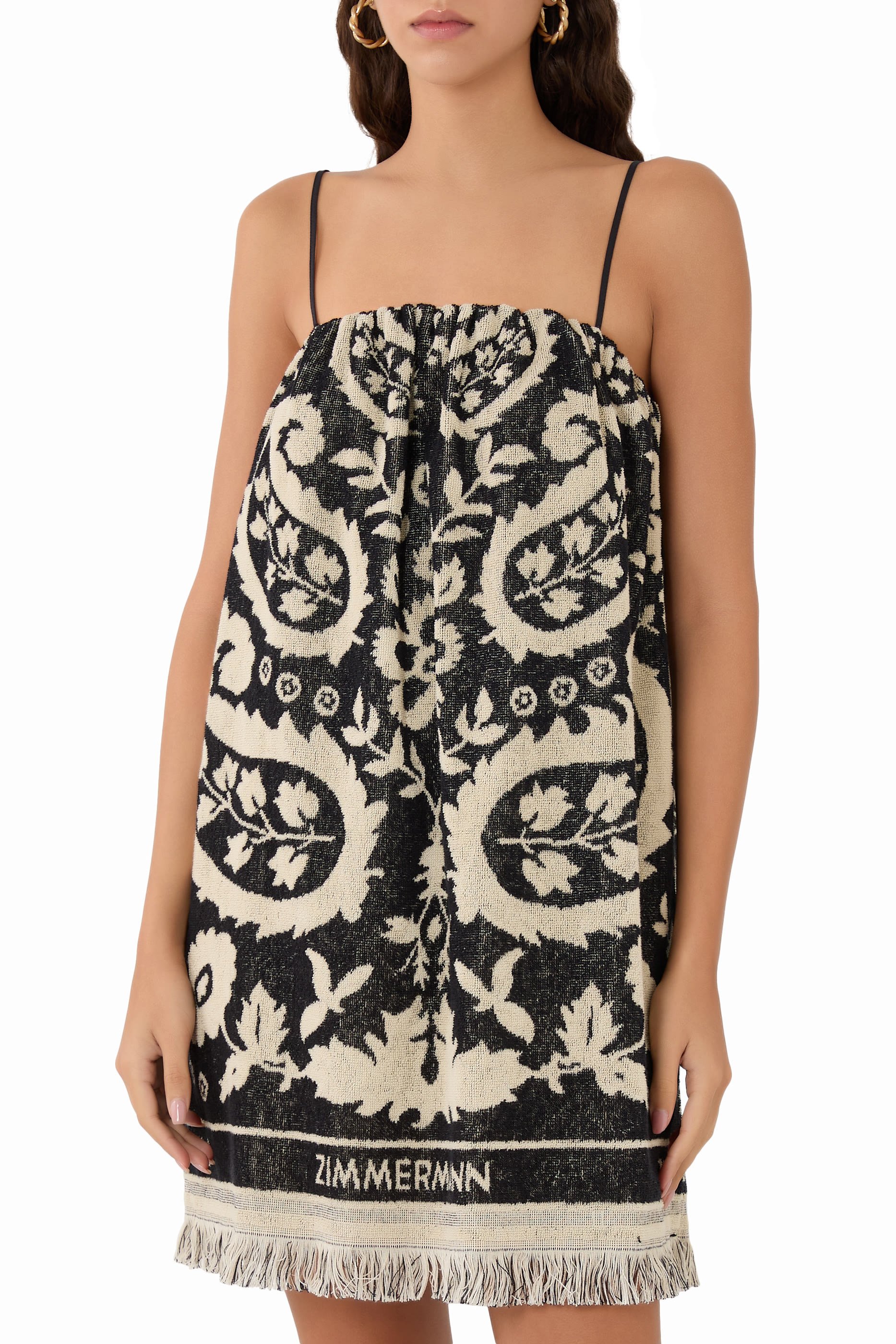 فستان ريانون قصير قماش منشفة