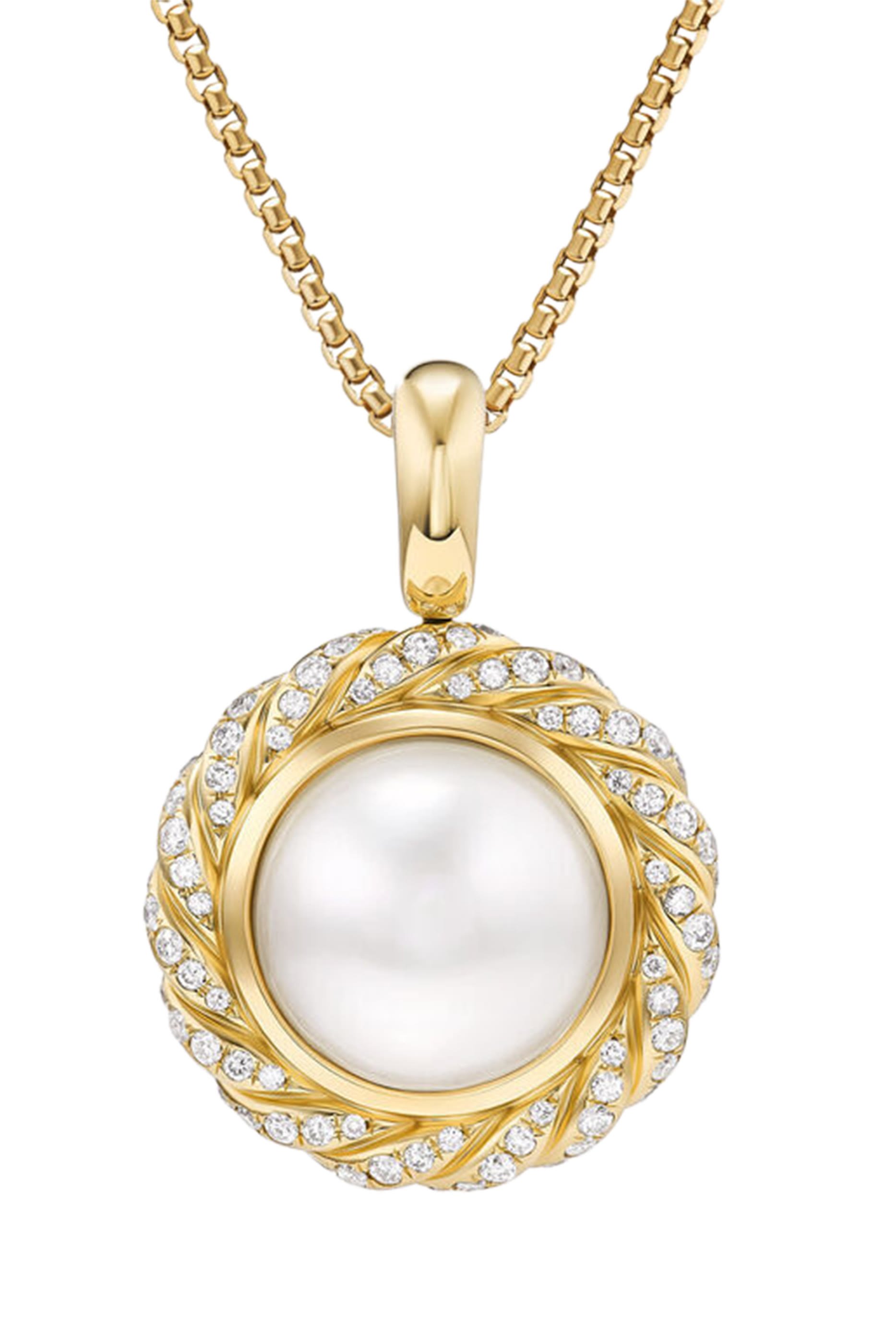 دلاية كلاسيكس هالو مرصعة باللؤلؤ والماس ذهب أصفر عيار 18