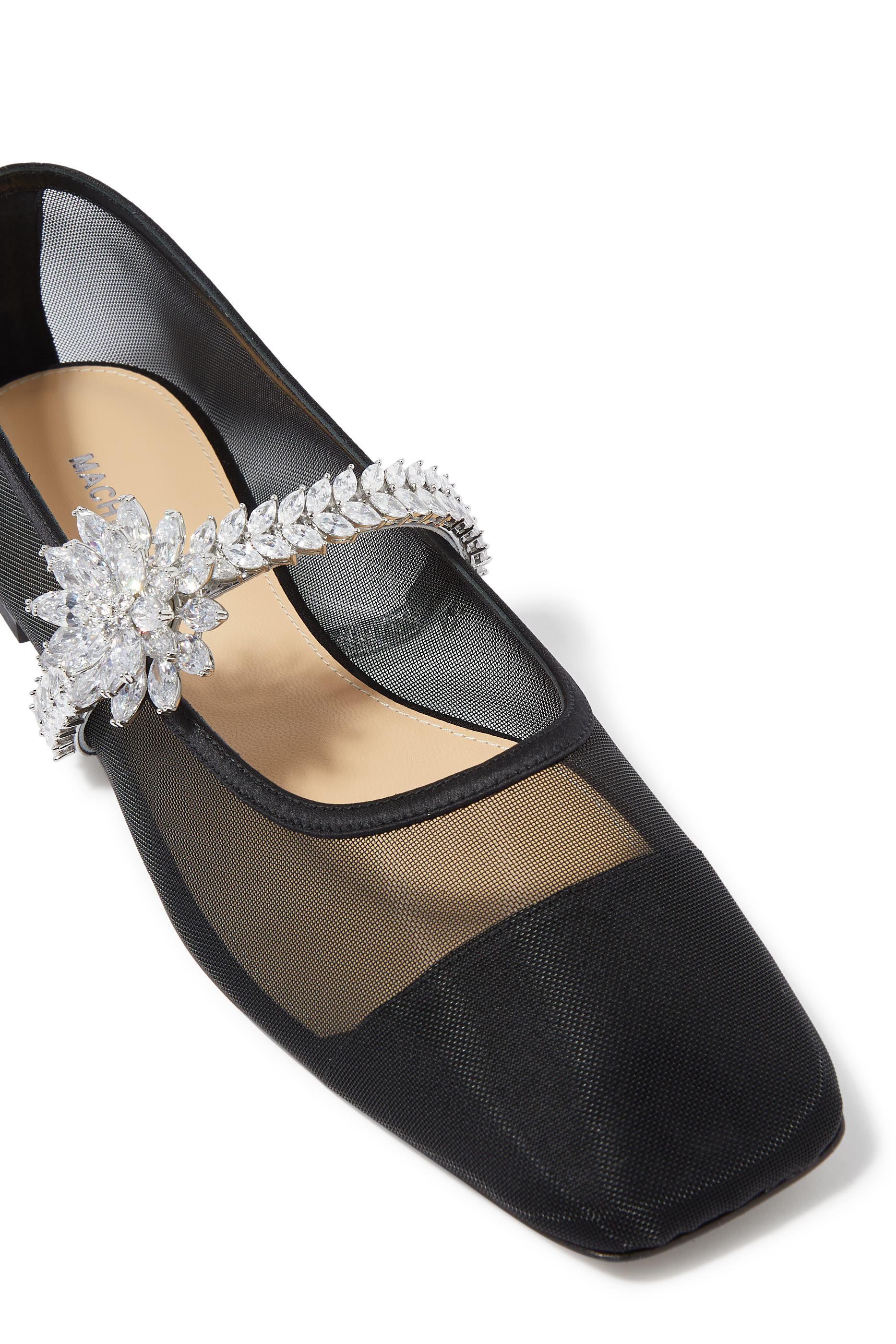 حذاء باليرينا بزهرة لوتس بكعب مسطح