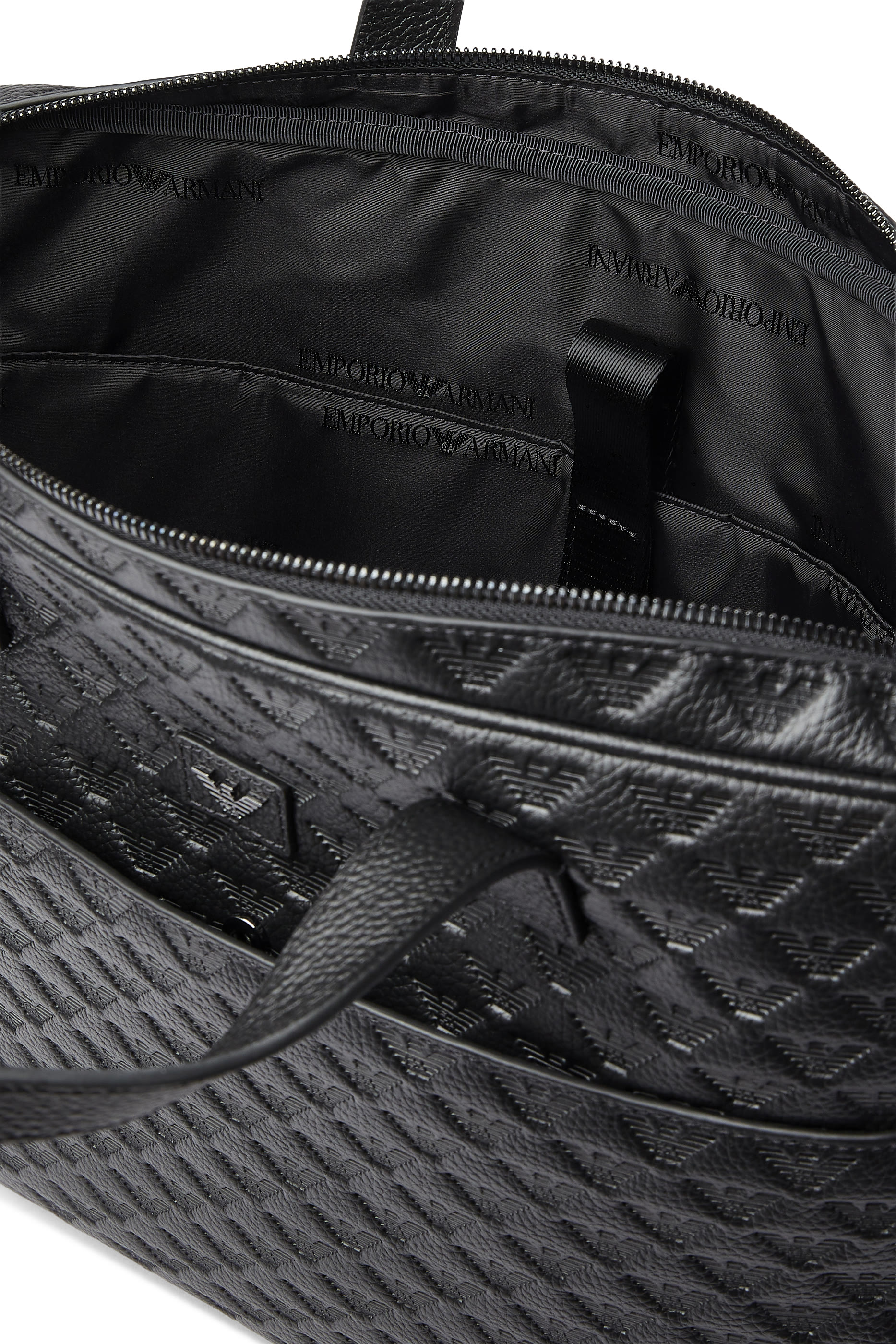 حقيبة عمل بنقشة شعار الماركة بحجم صغير جلد