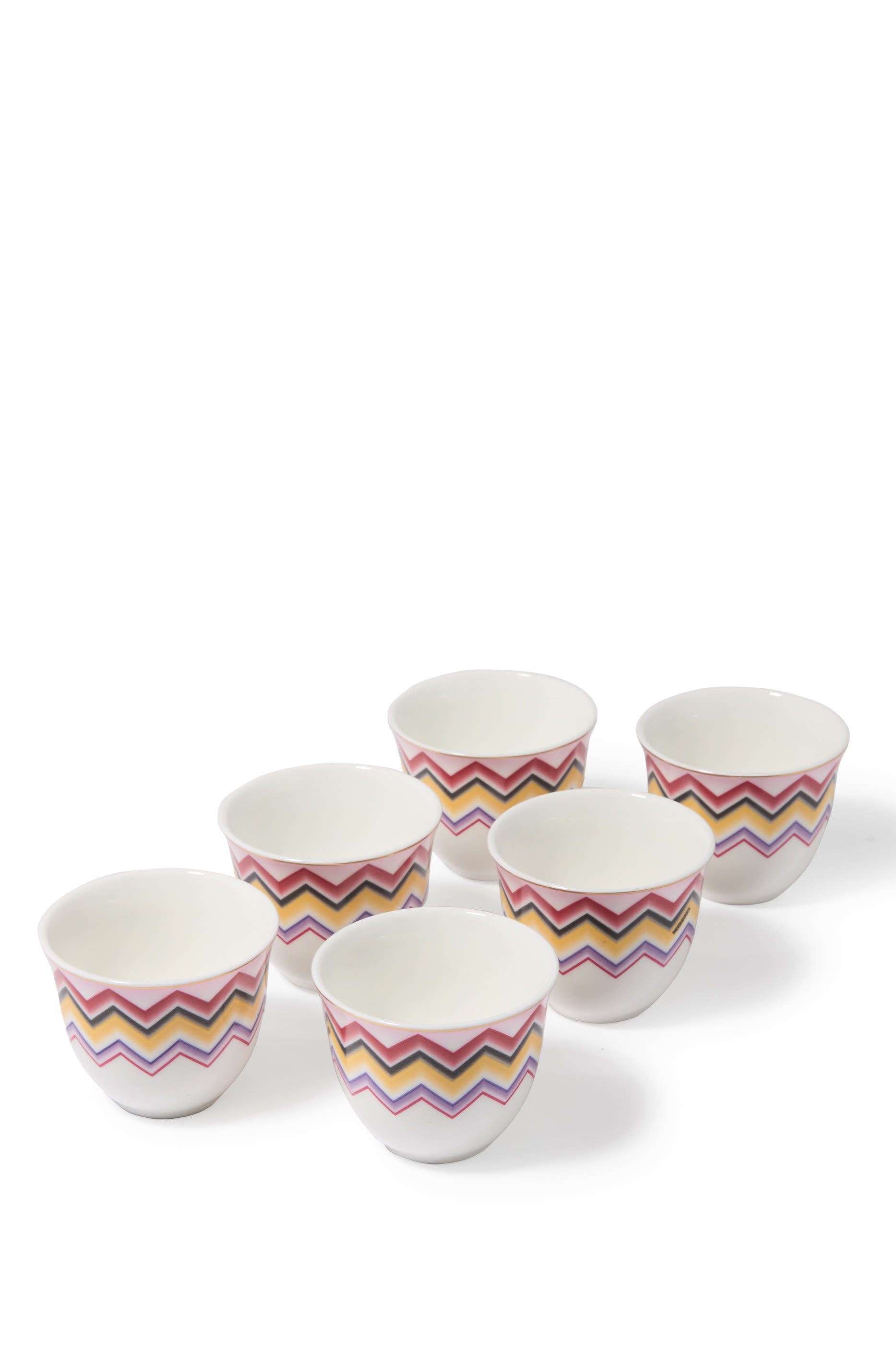 طقم فناجين مراكش بنقشة خطوط متعرجة، 6 قطع