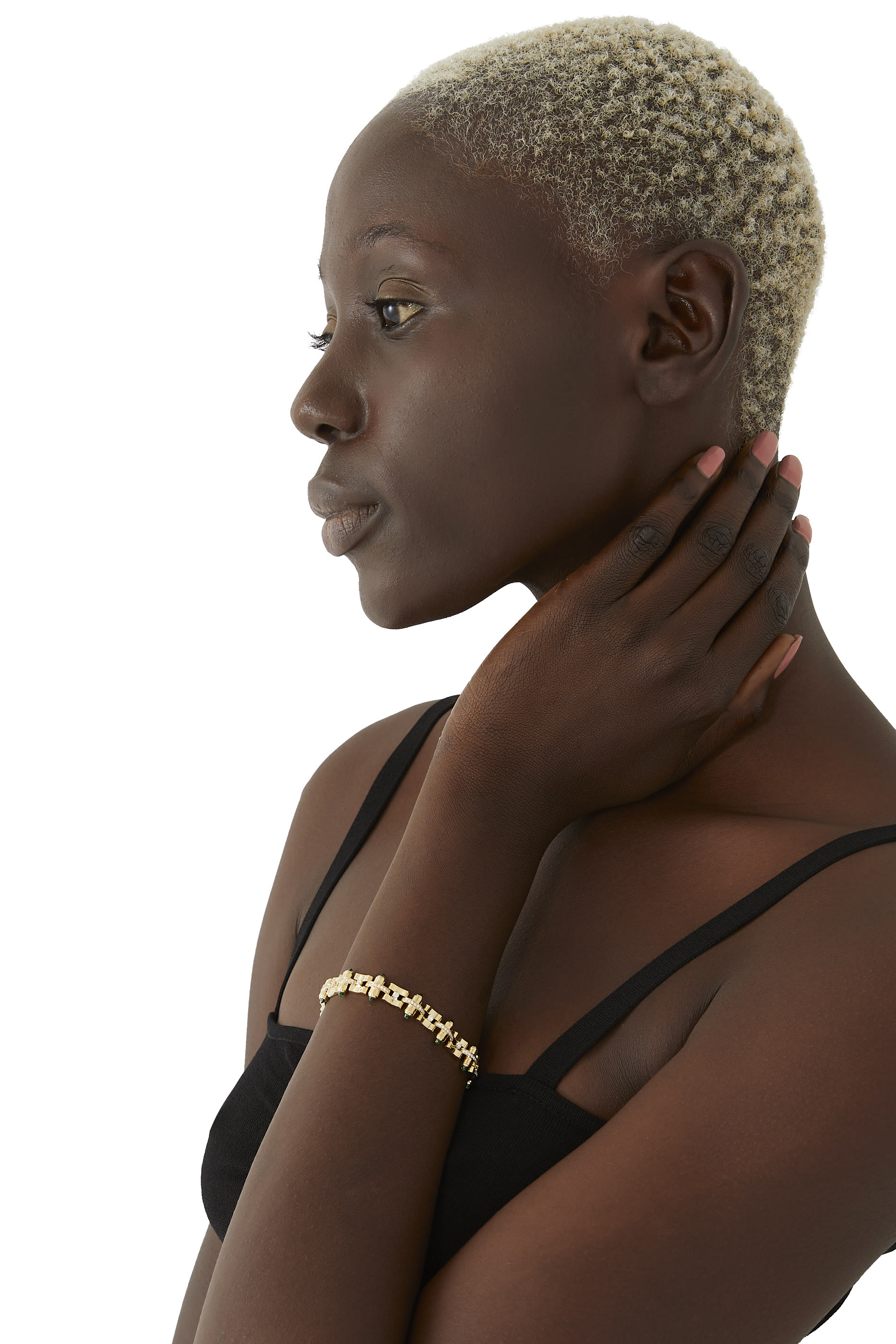 سوار سيليست بحلقات مرصعة بالتسافوريت والماس ذهب أصفر عيار 14