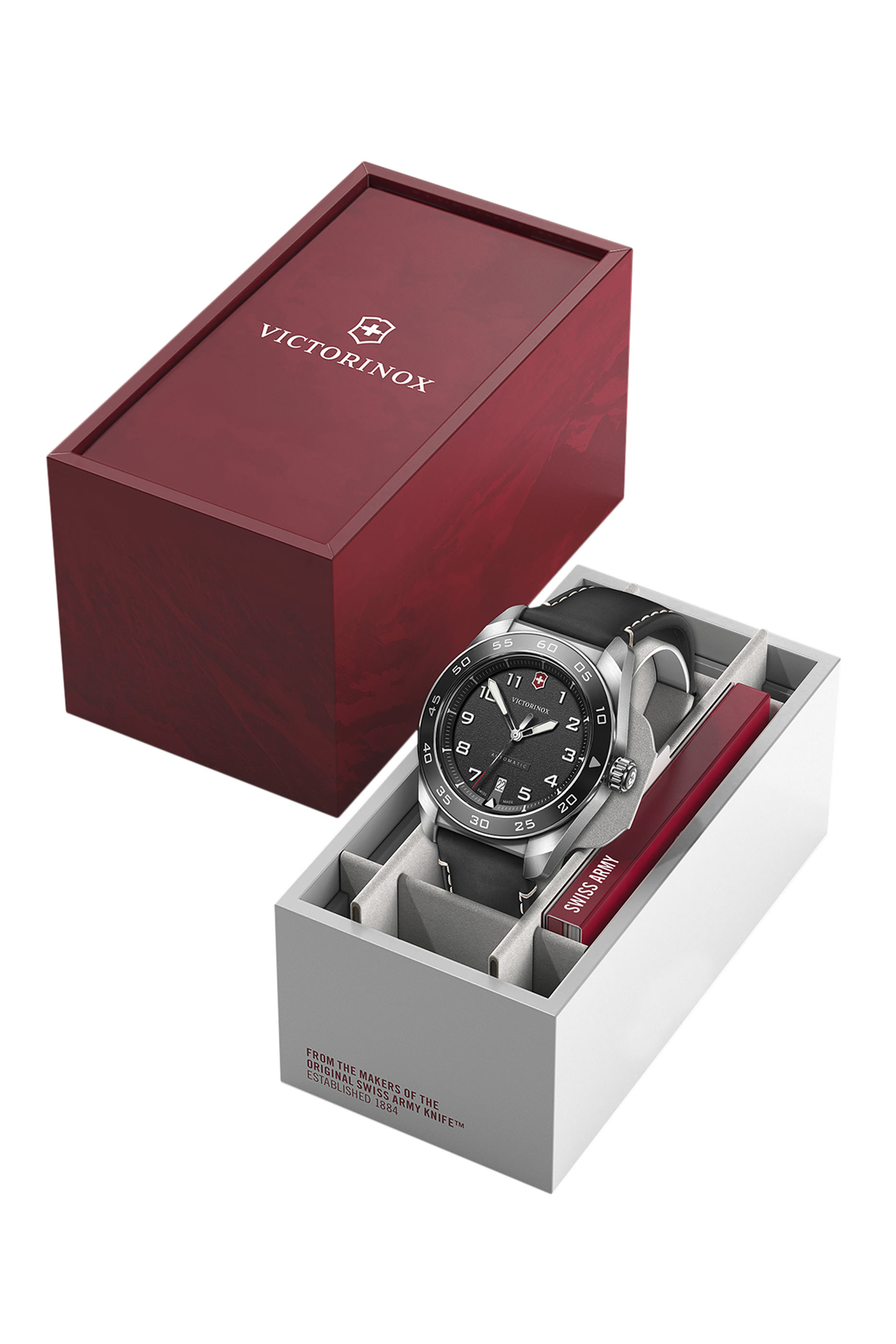 ساعة كرونوغراف سويس ارمي، ستانلس ستيل وجلد