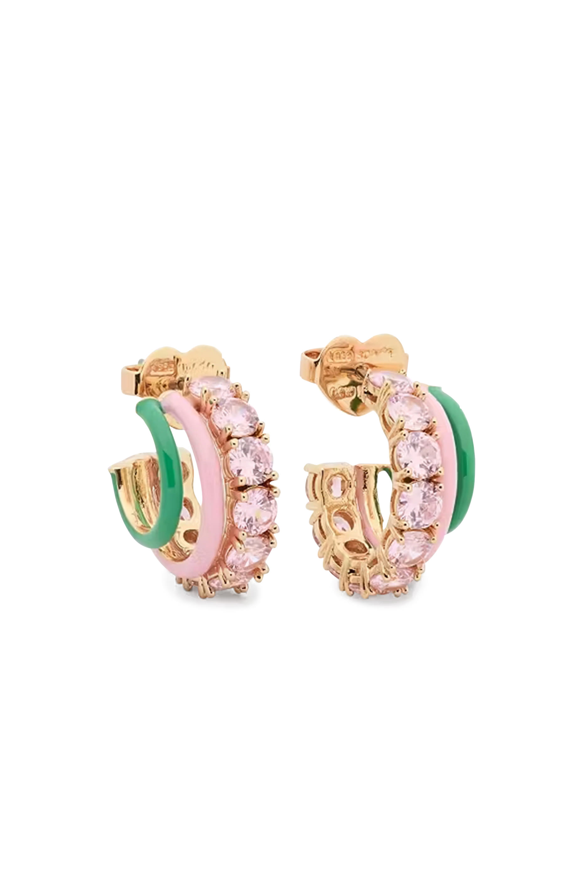 أقراط هاجي هينت اوف شيمر بتصميم متعدد الطبقات مرصعة بأحجار زركونيا مكعبة نحاس