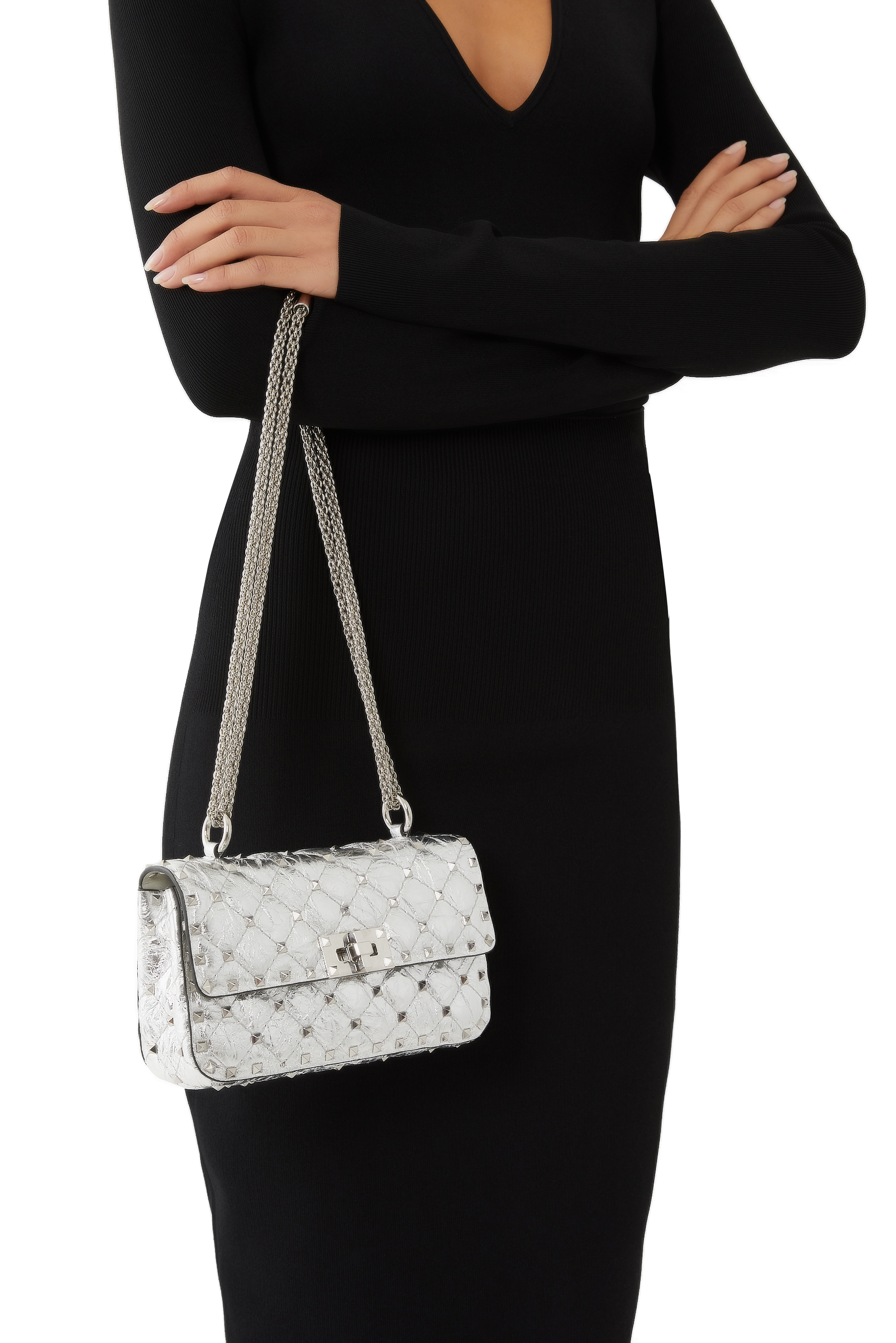 حقيبة كتف صغيرة بحلي هرمية