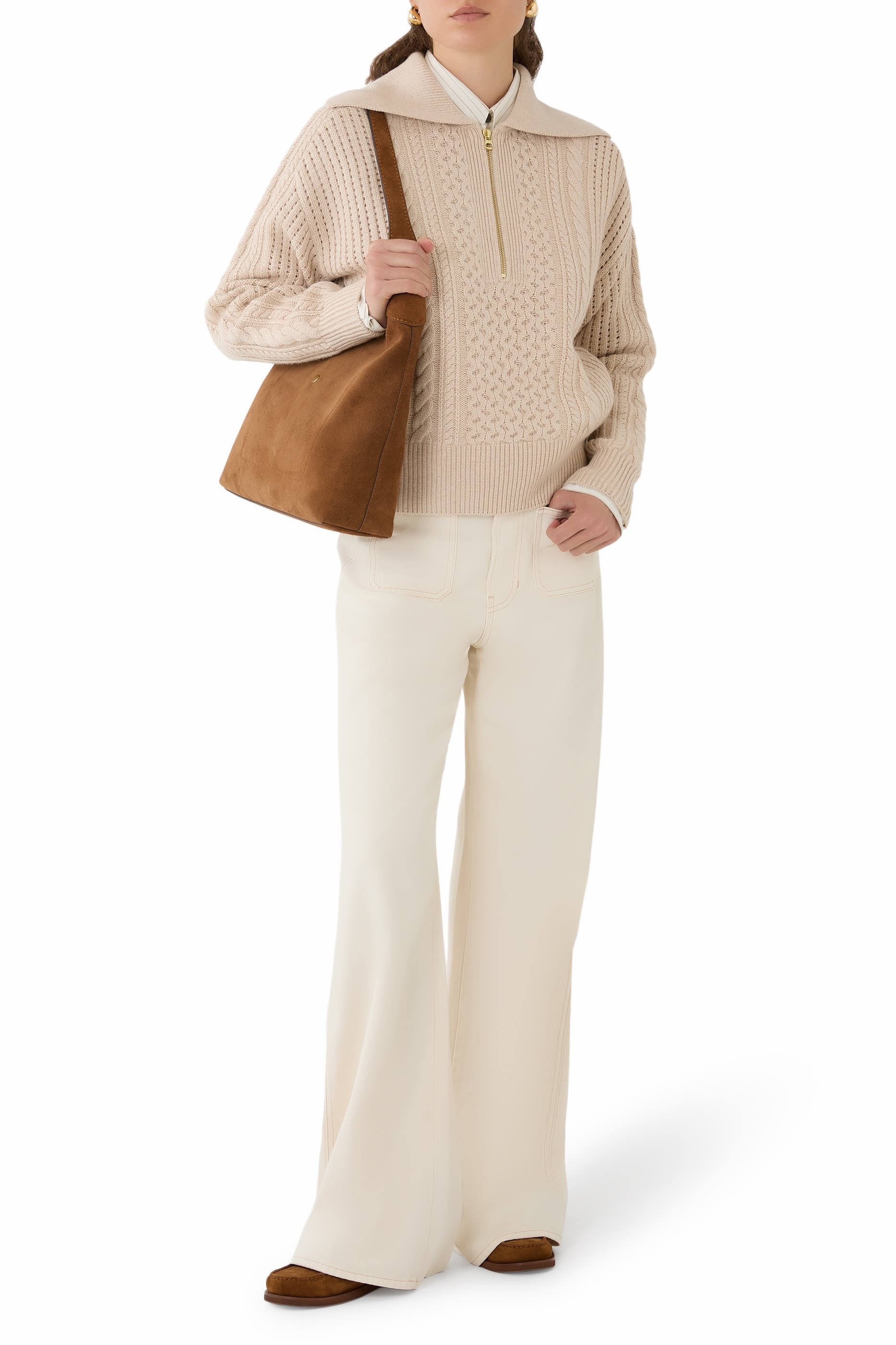 كنزة كاميلو منسوجة بغرزة الضفيرة 